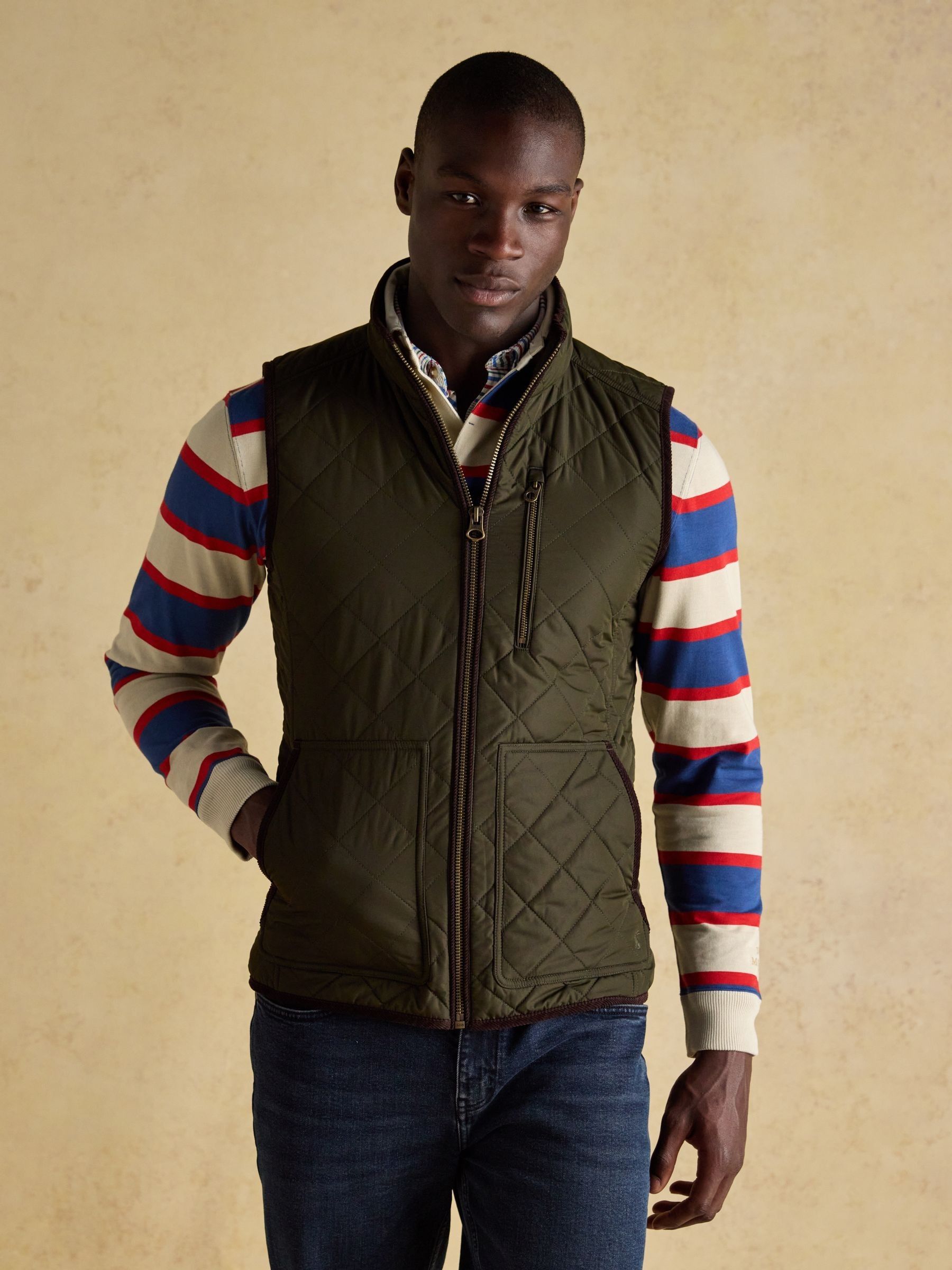 Maynard Green Diamond Quilted Gilet | Joules