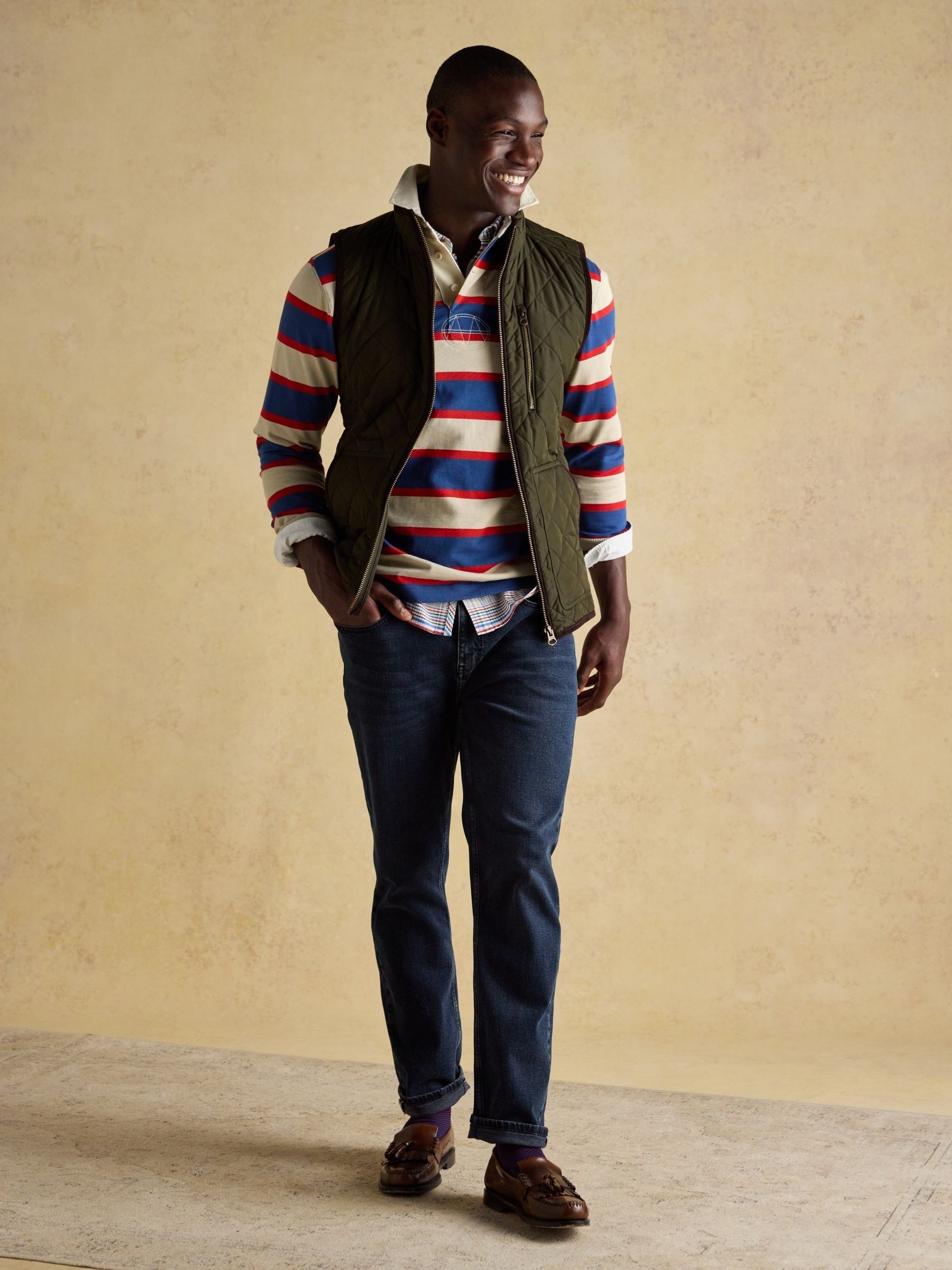 Maynard Green Diamond Quilted Gilet | Joules