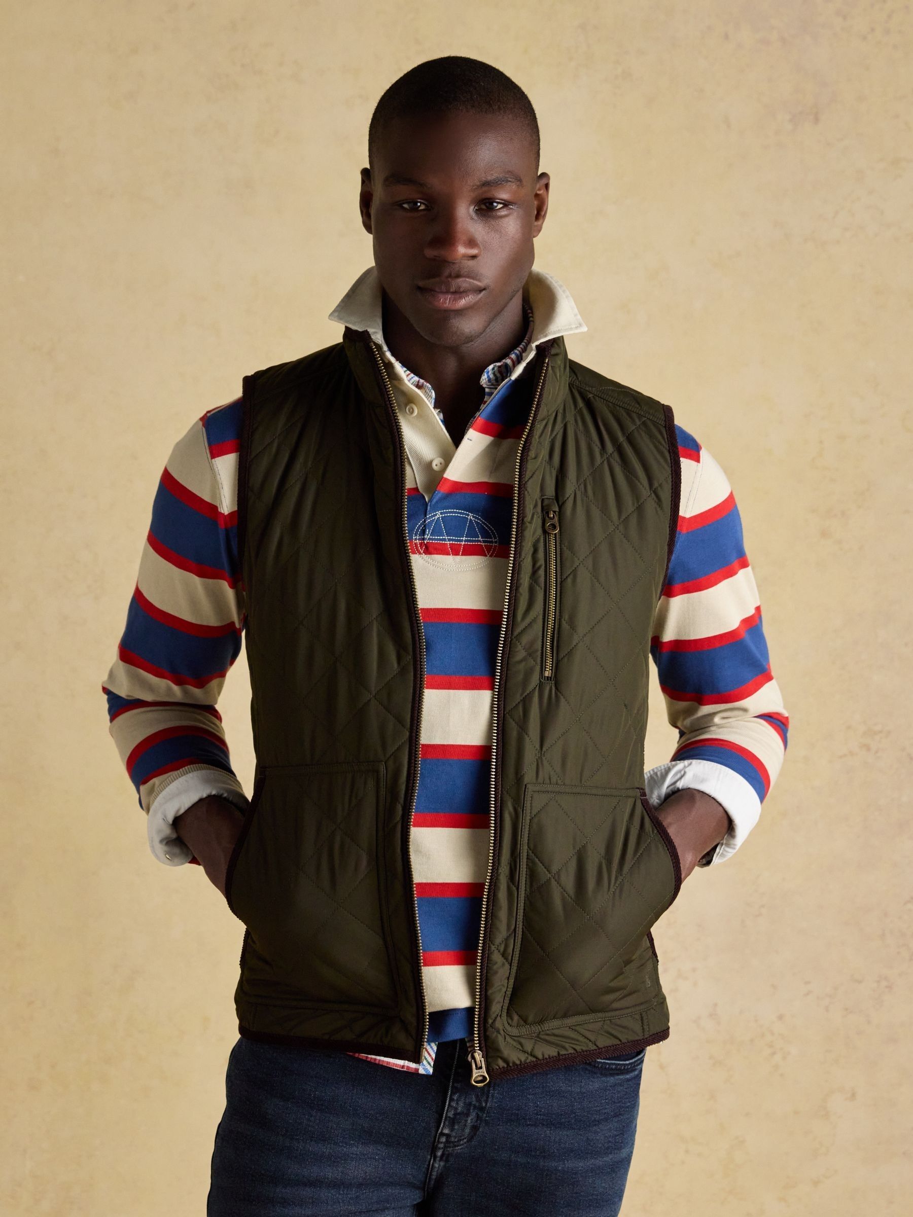 Maynard Green Diamond Quilted Gilet | Joules