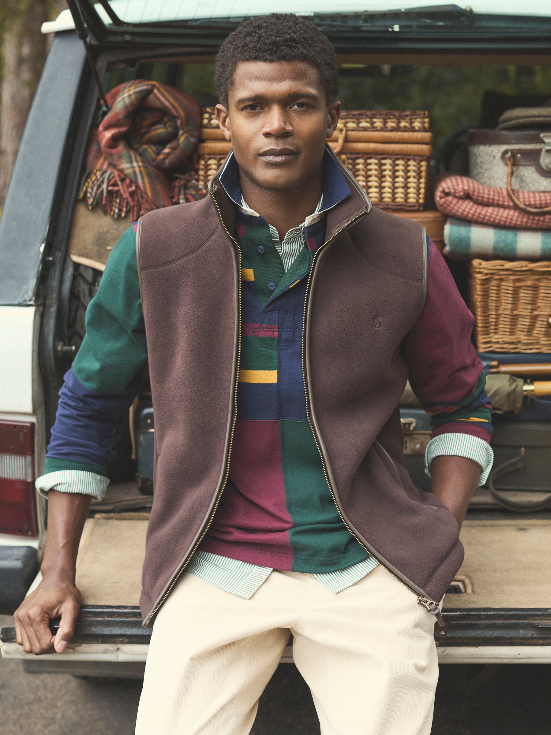 Heritage Fleece Brown Gilet - Image 1 of 15