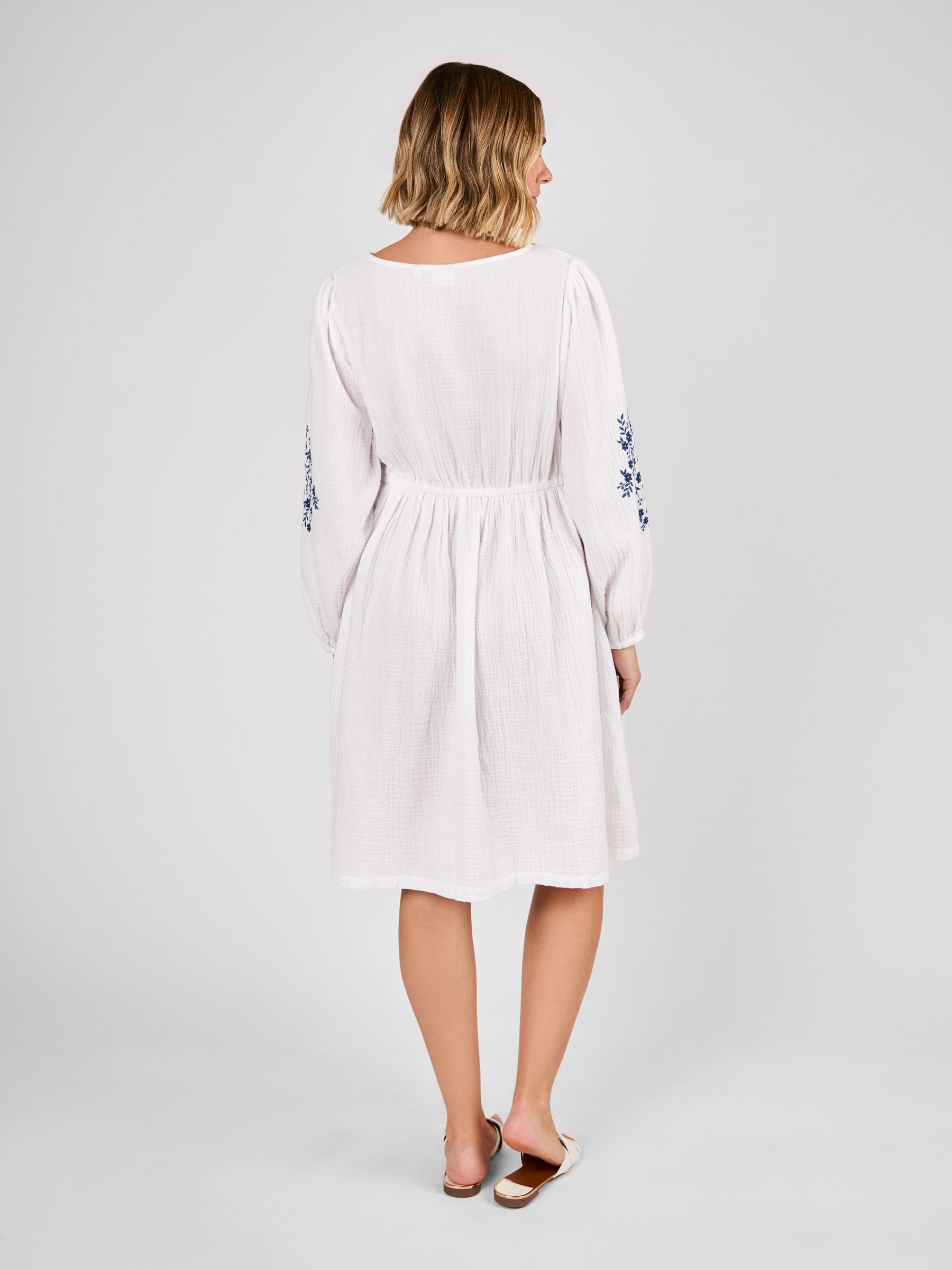 White Embroidered Textured Maternity Mini Dress - Image 2 of 4