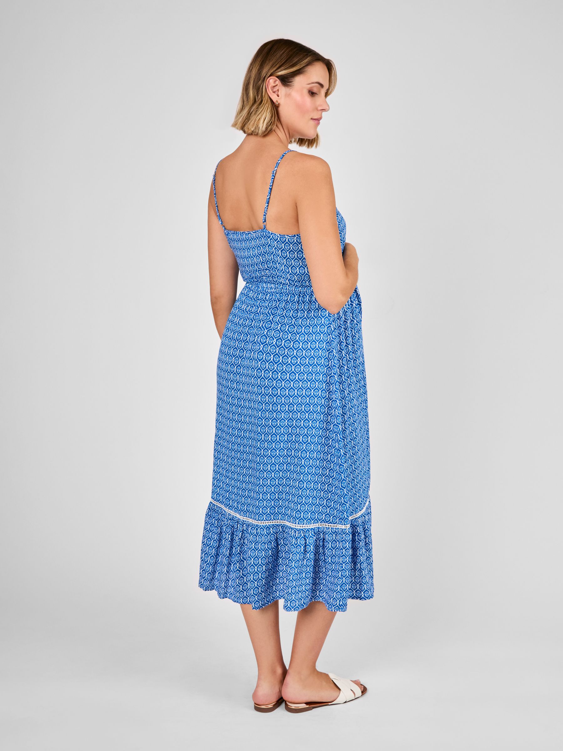Blue Floral Maternity Midi Dress - Image 2 of 4
