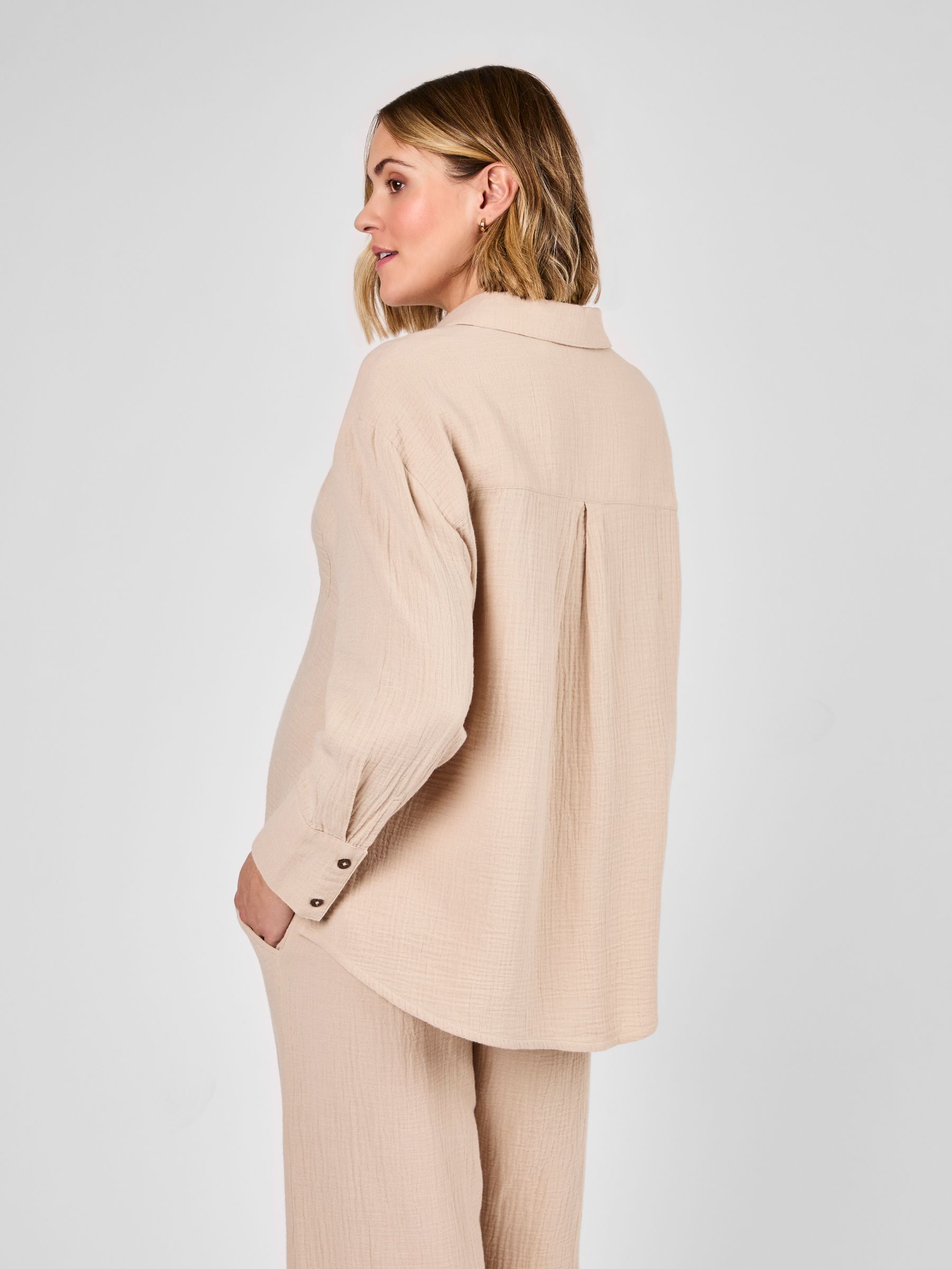Oatmeal Maternity Textured Shirt - Image 3 of 5
