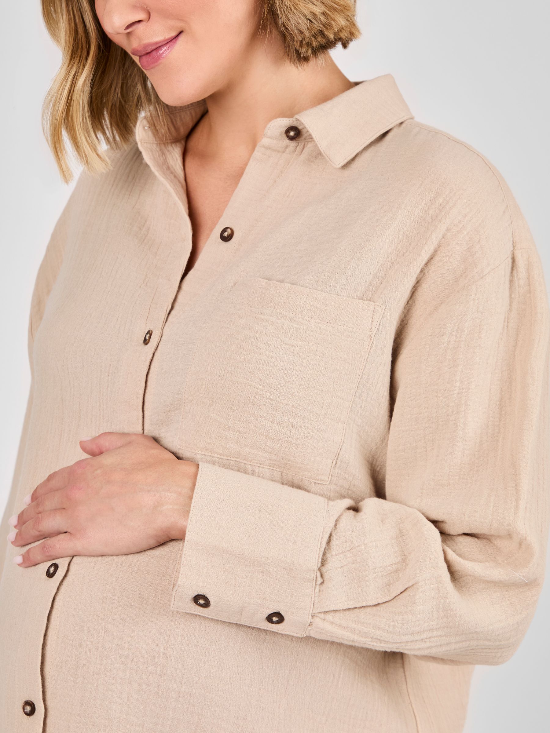Oatmeal Maternity Textured Shirt - Image 5 of 5