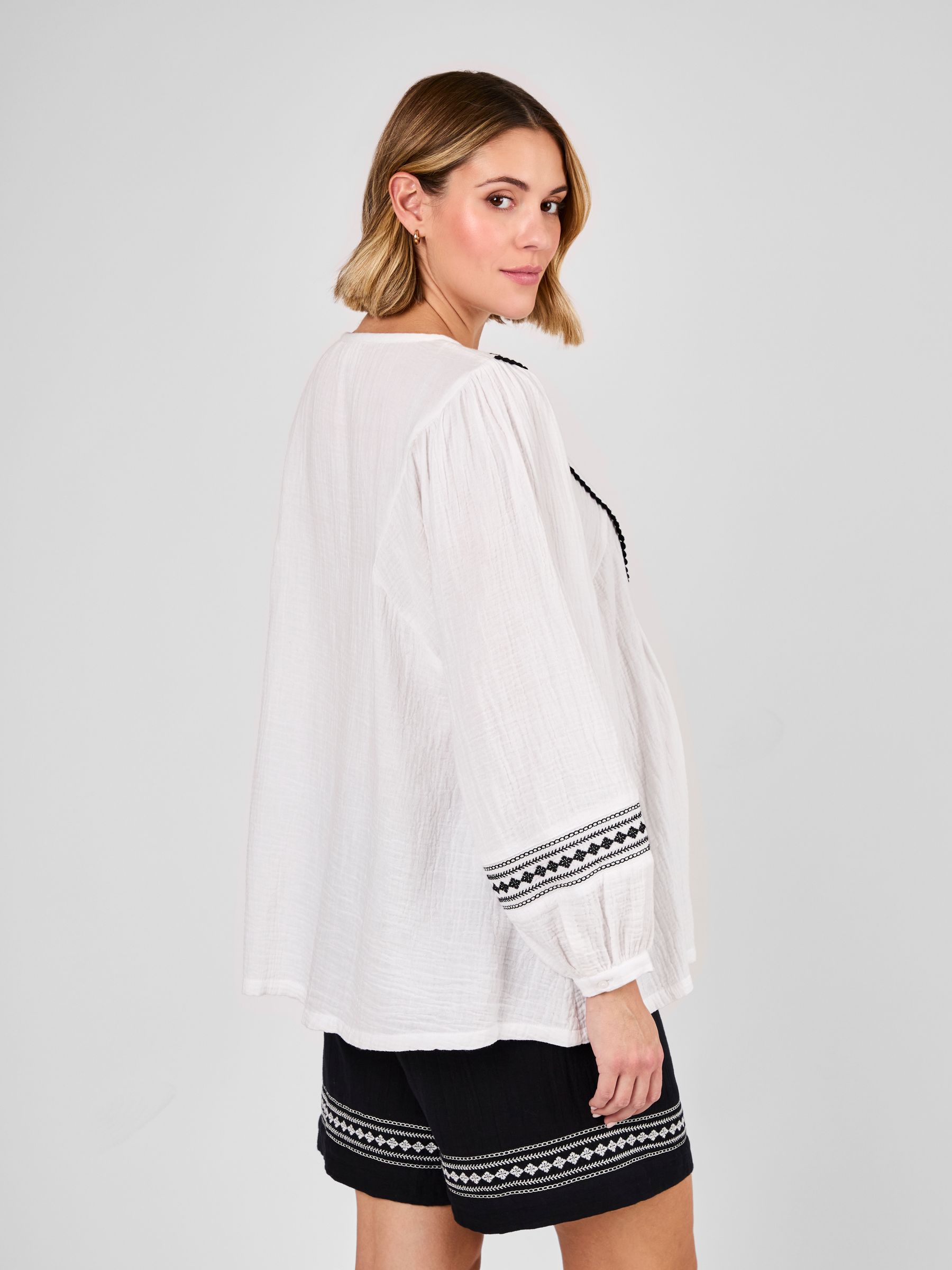 White Maternity Embroidered Blouse - Image 3 of 3