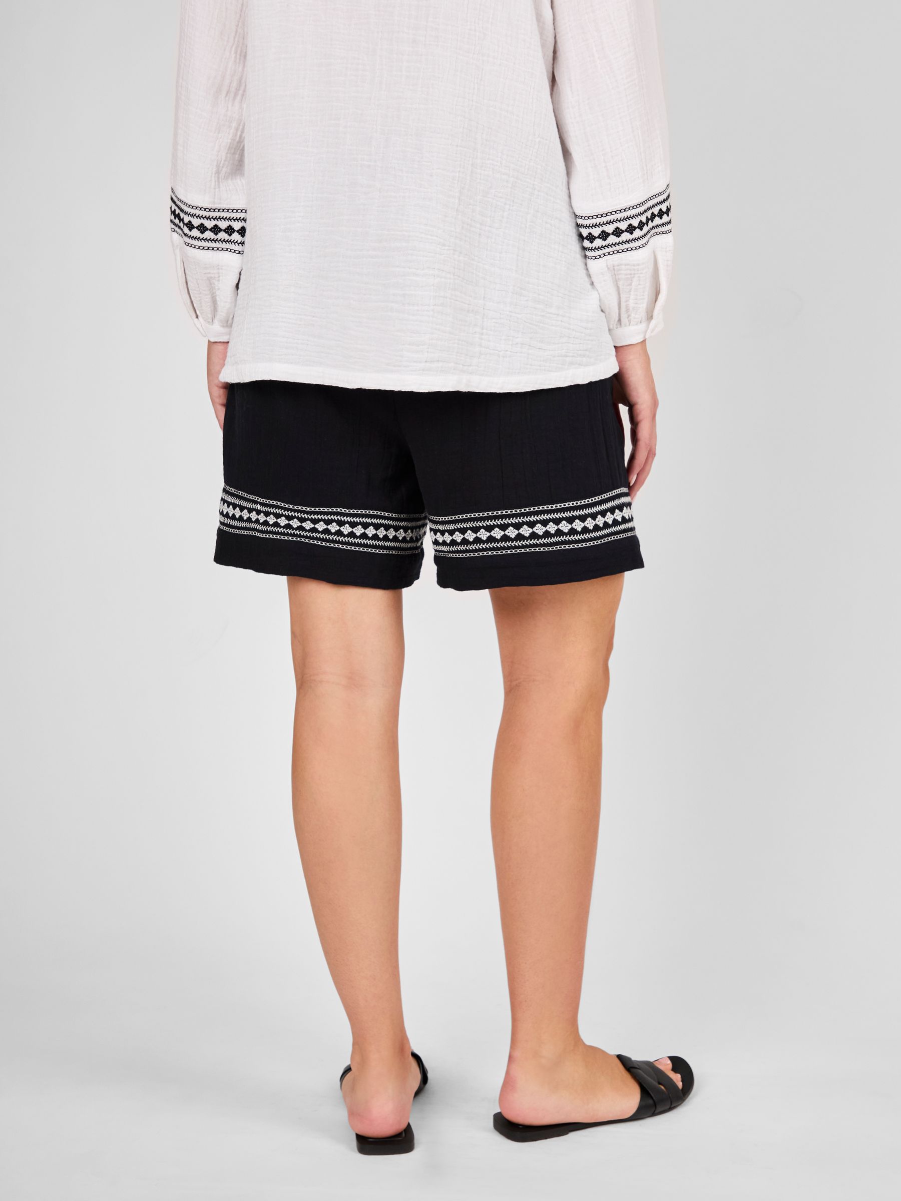 Black Maternity Embroidered Shorts - Image 3 of 4