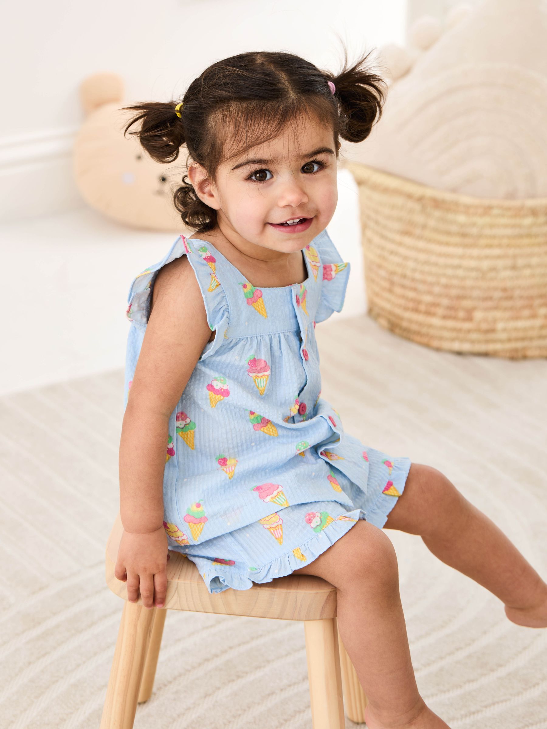 Pale Blue Print Woven Pyjamas - Image 3 of 11