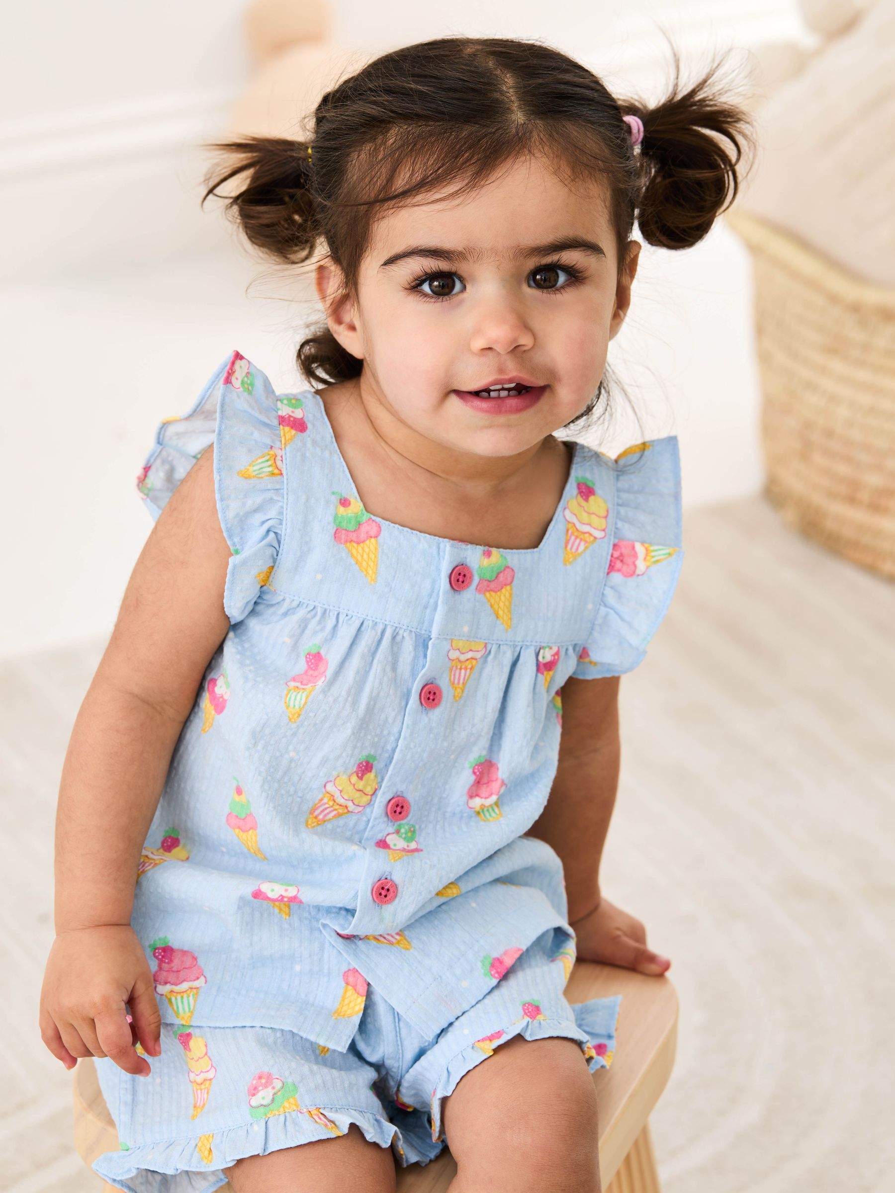Pale Blue Print Woven Pyjamas - Image 4 of 11