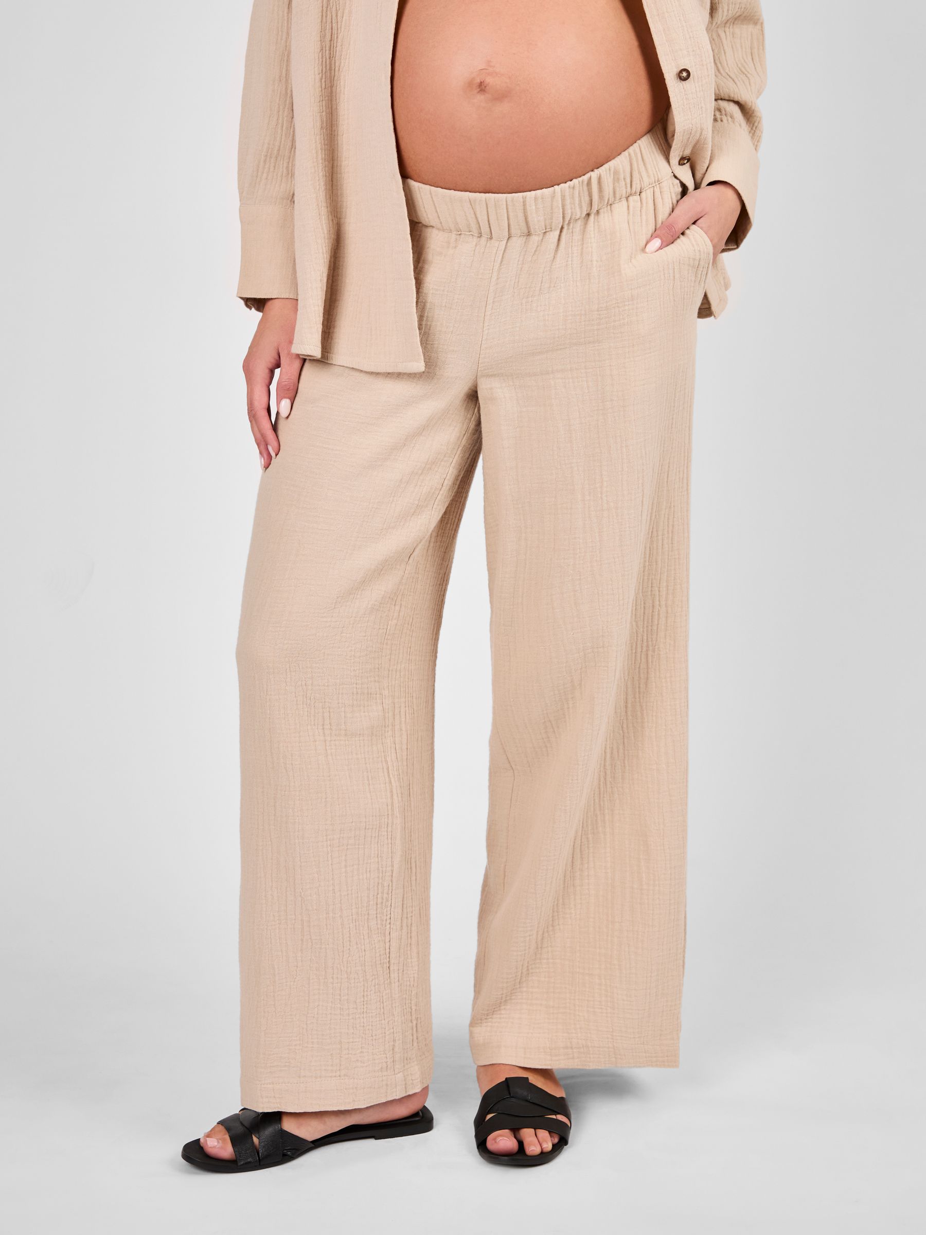Oatmeal Maternity Textured Trousers - Image 2 of 5