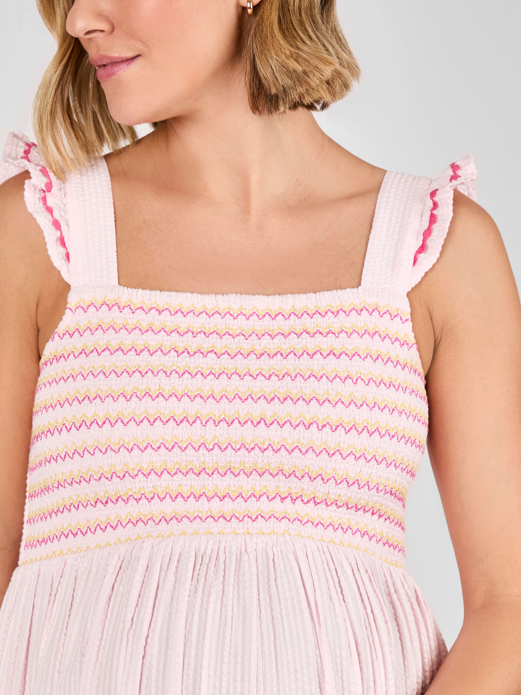 Pink Frill Sleeve Shirred Maternity Midi Dress - Image 4 of 4