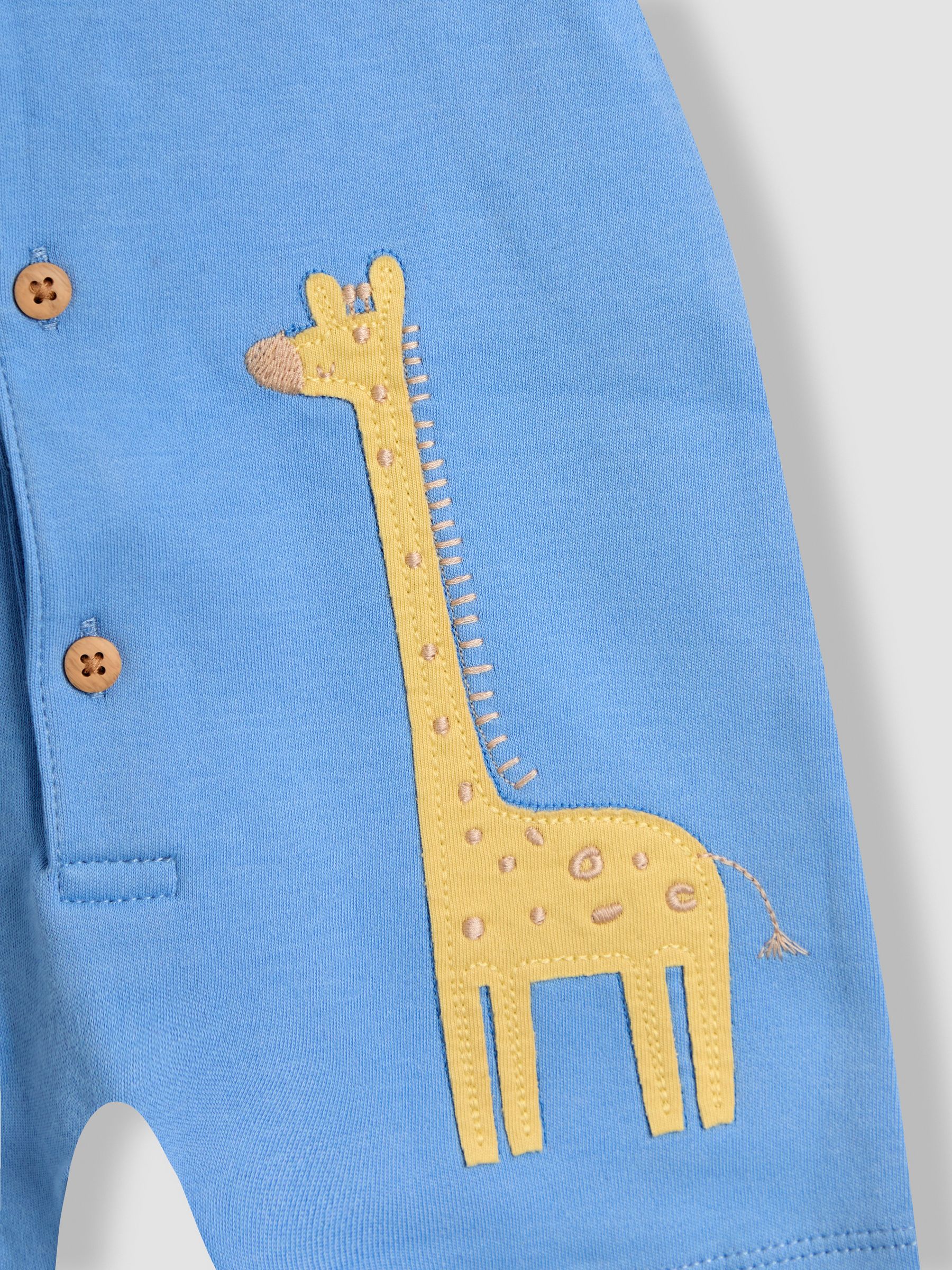 Blue 100% Organic Cotton Safari Button Front Romper - Image 3 of 3