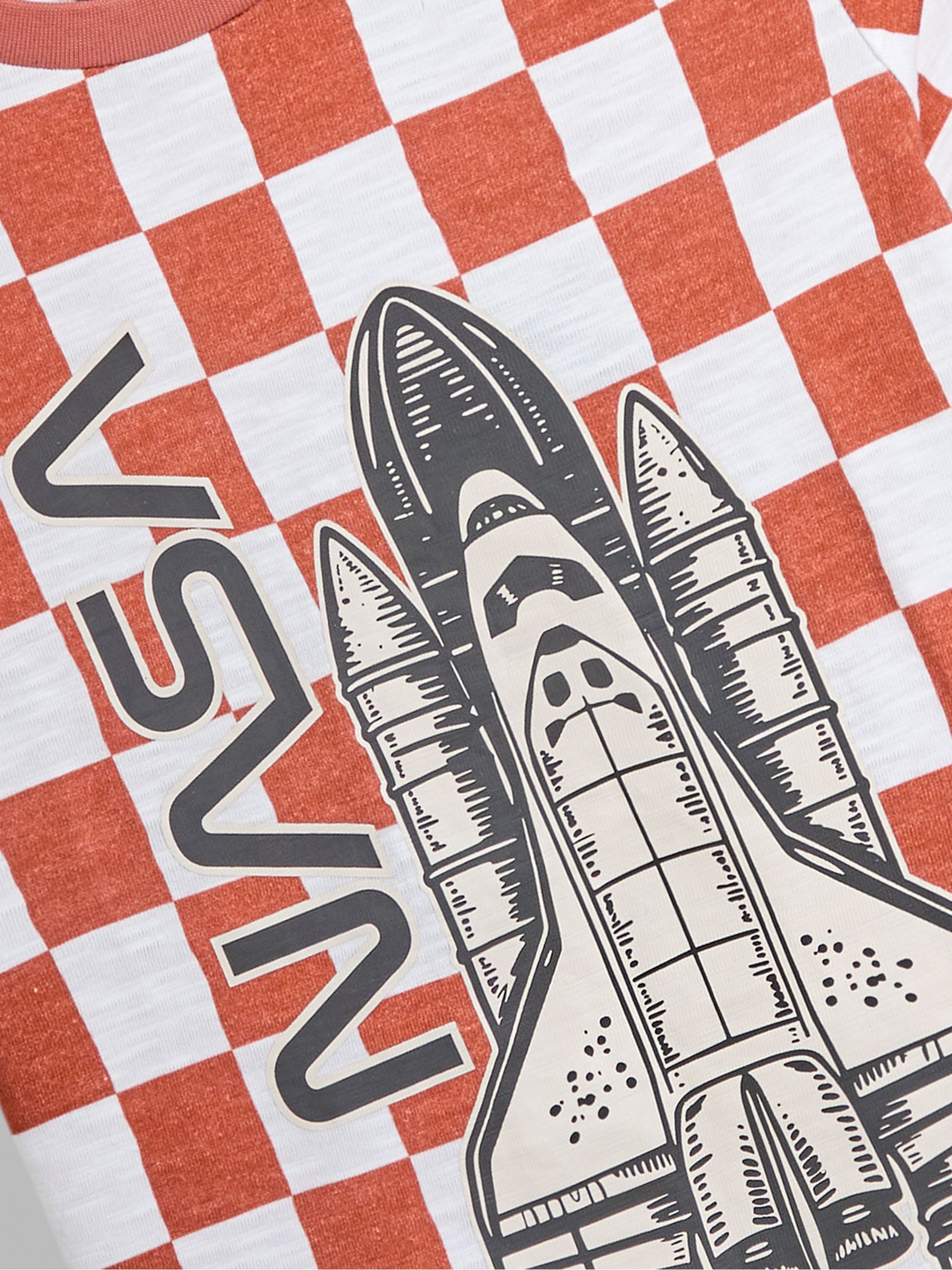 Rust Nasa Graphic Print Checkerboard T-Shirt - Image 3 of 3