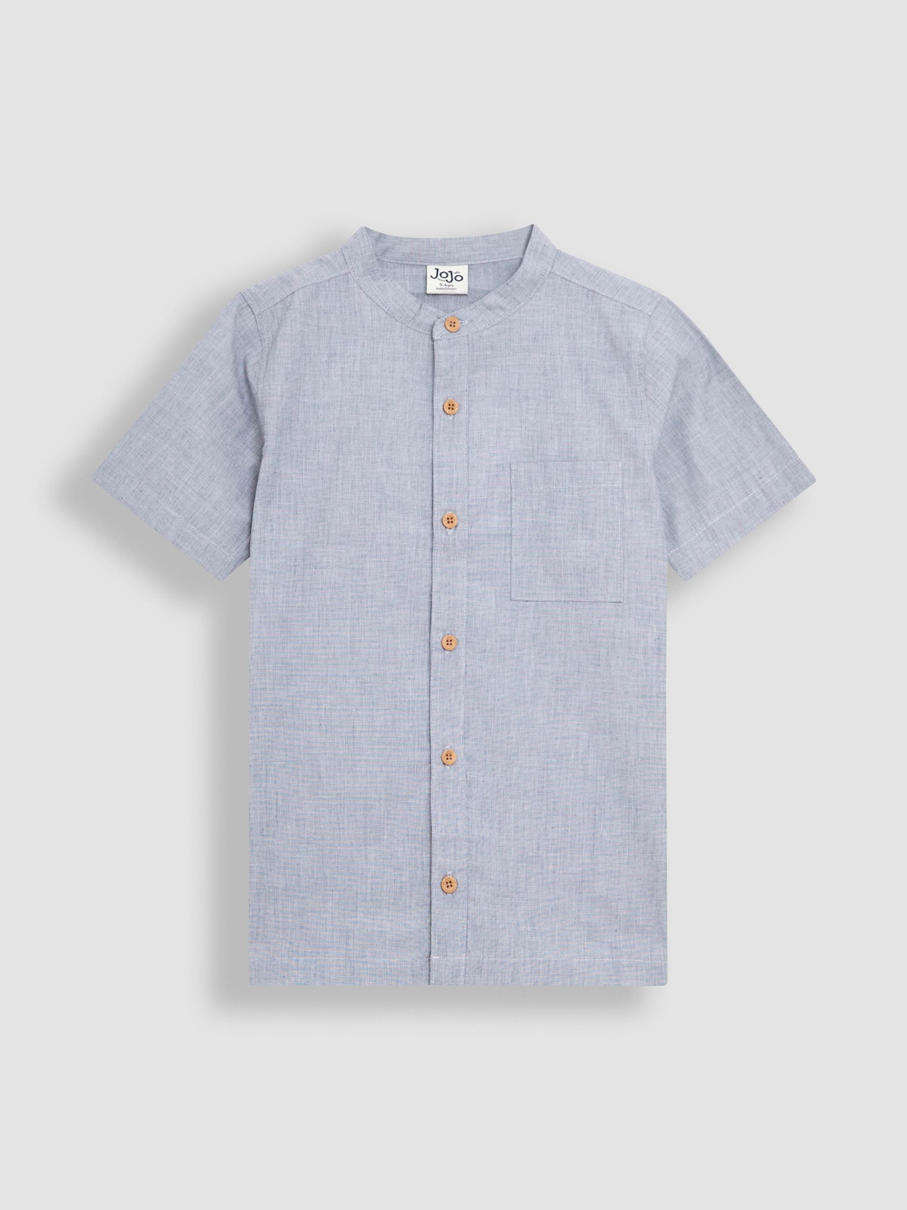 Blue 2-Piece Grandad Collar Shirt & Striped Shorts Set - Image 2 of 6