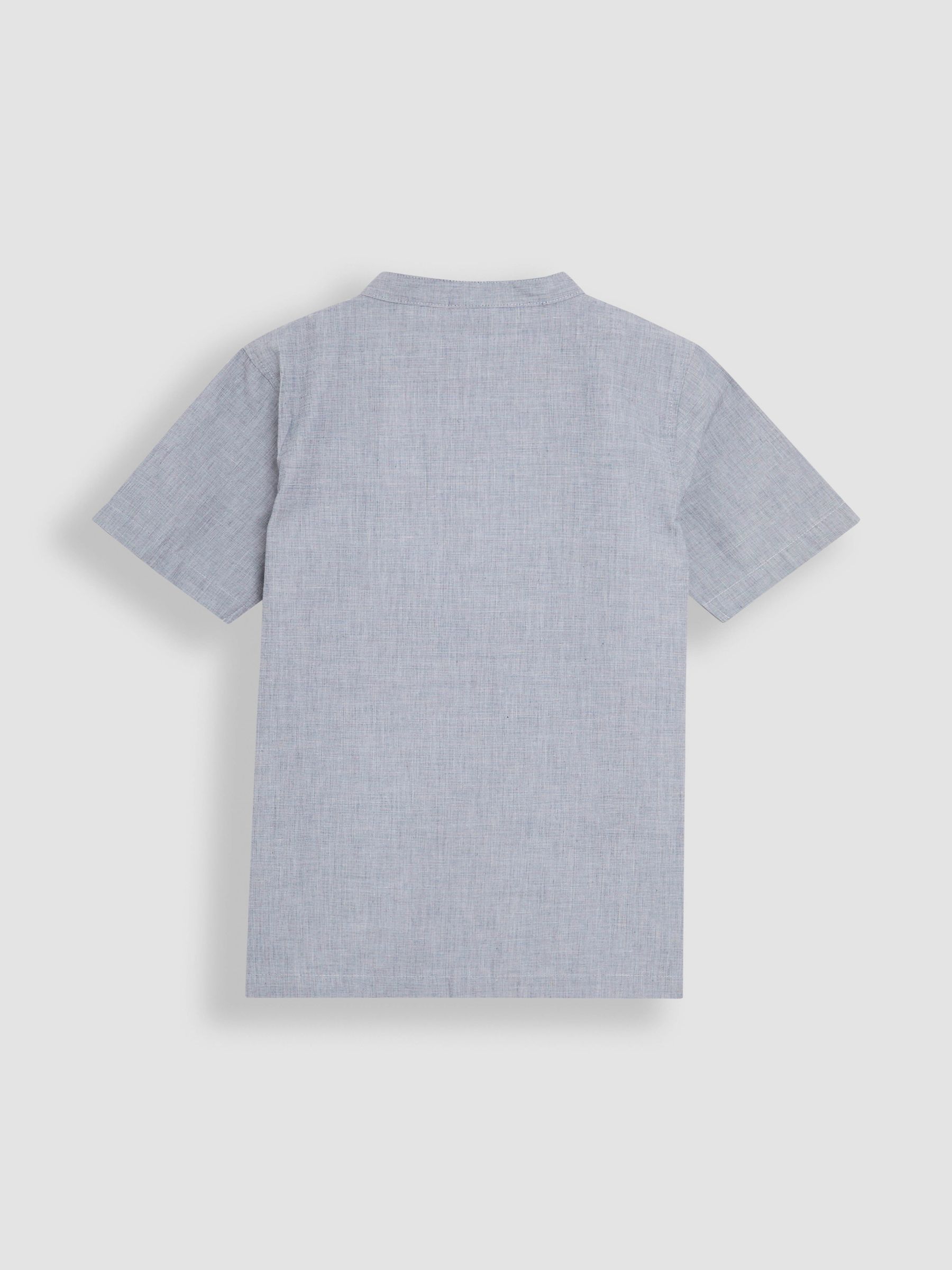 Blue 2-Piece Grandad Collar Shirt & Striped Shorts Set - Image 3 of 6