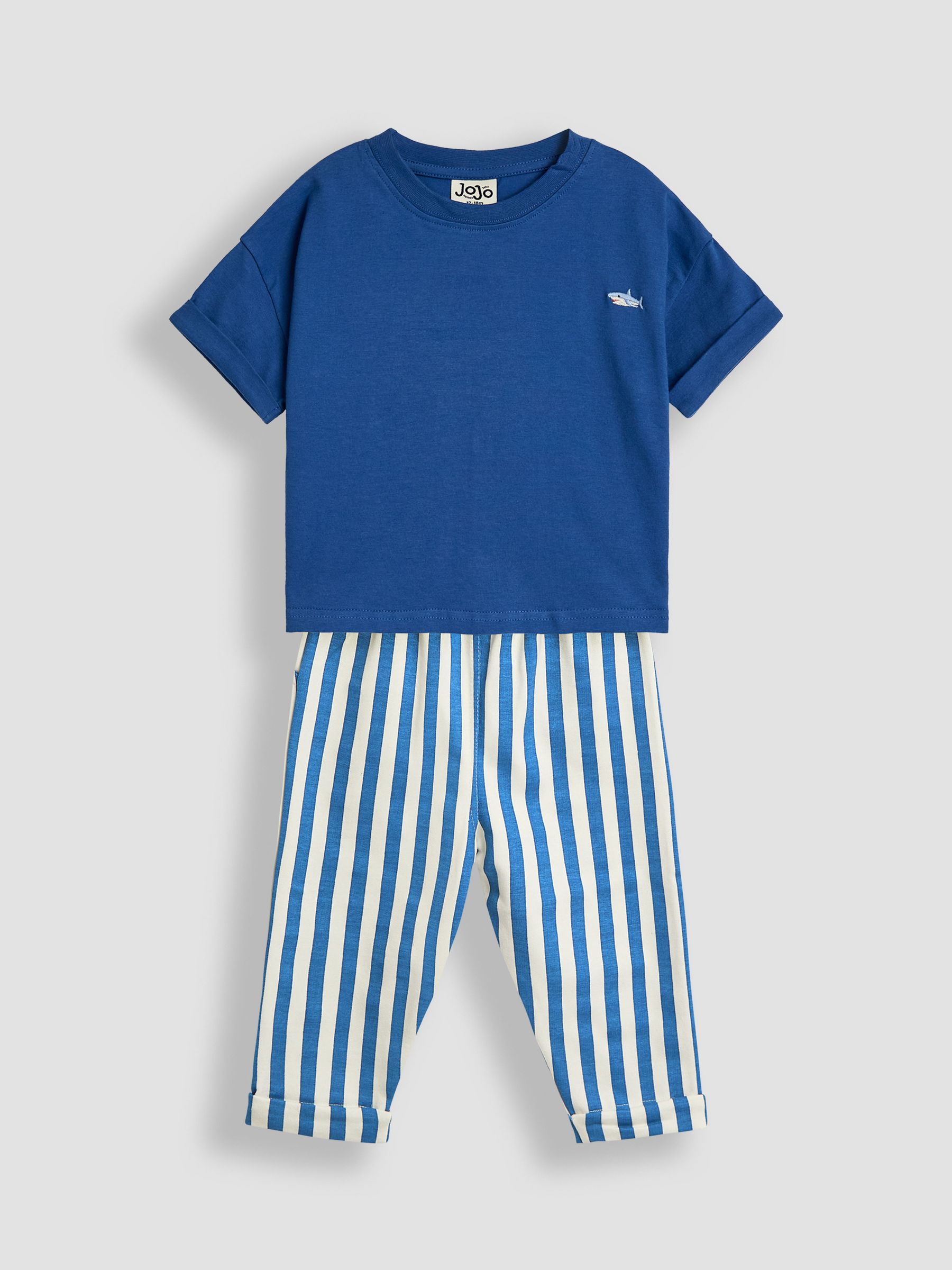Blue Shark 2-Piece T-Shirt & Stripe Joggers Set Blue - Image 4 of 5
