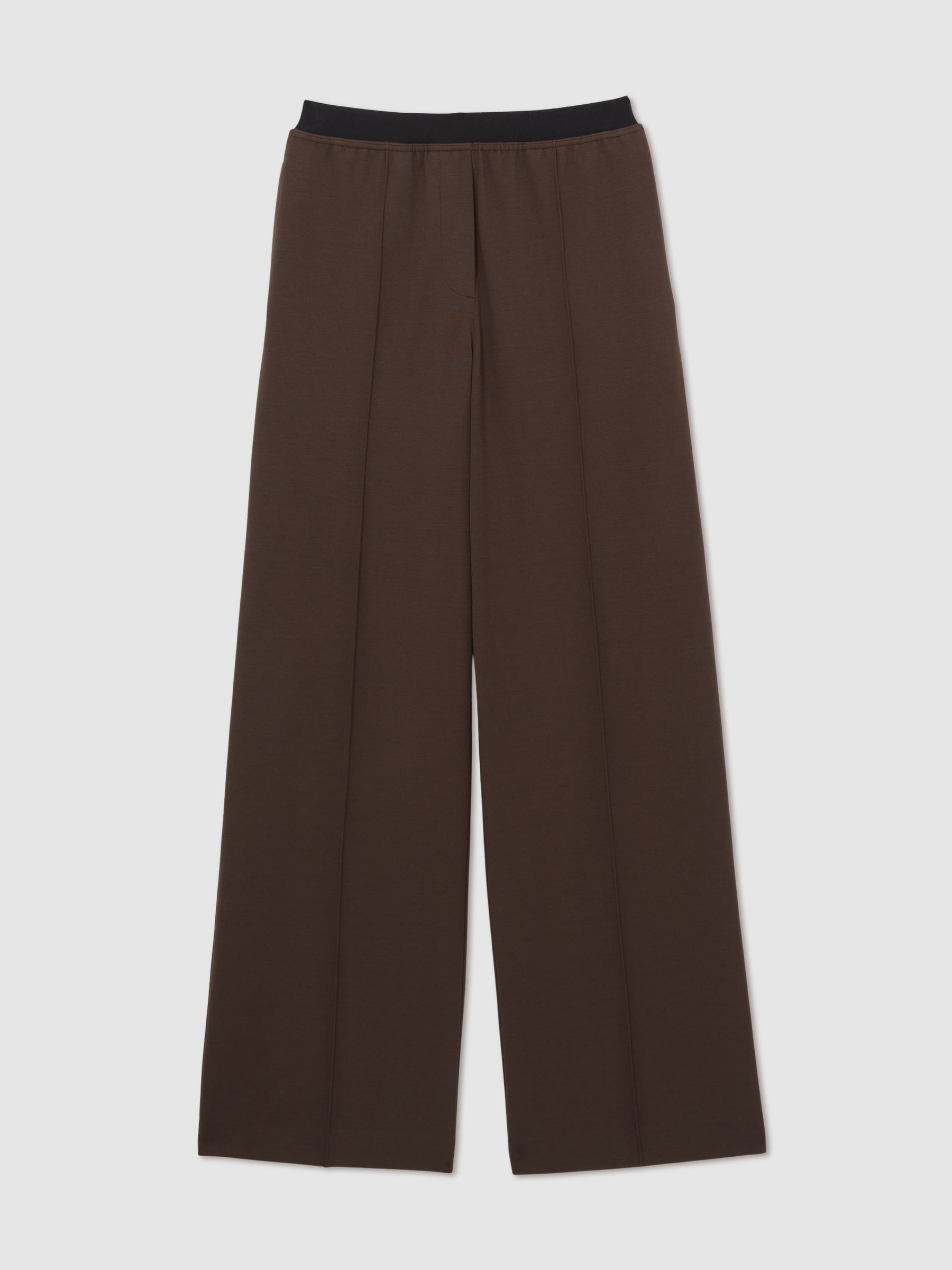 Wide-Leg Elasticated-Waistband Trousers in Chocolate Brown - Image 2 of 6