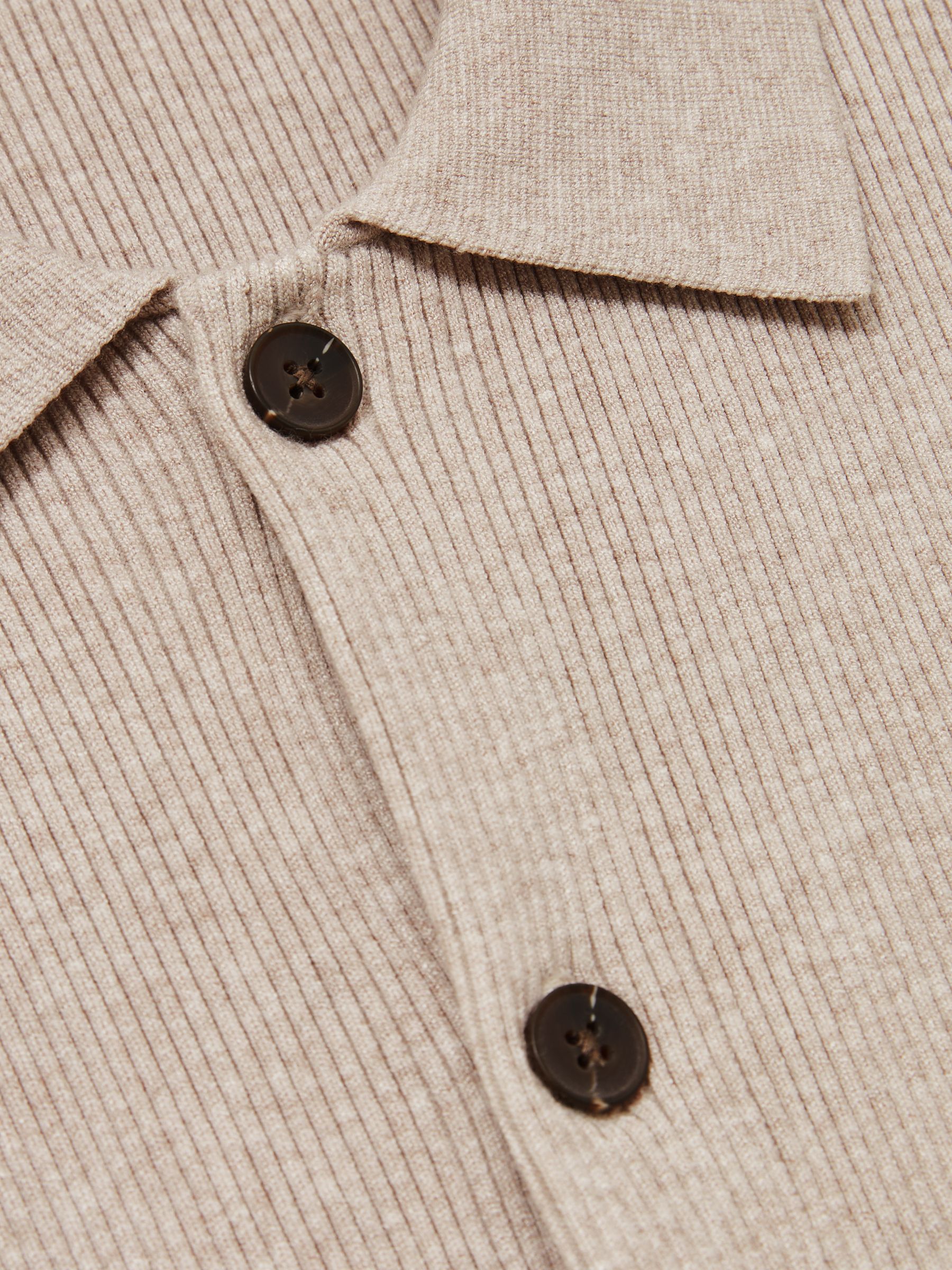 Fine-Ribbed Button-Through Cardigan in Oatmeal Melange - Image 6 of 6
