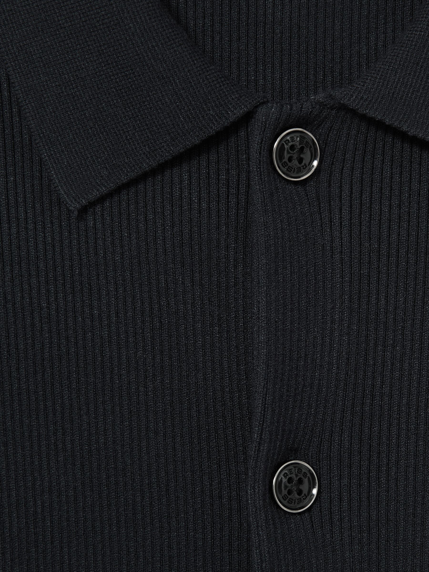Fine-Ribbed Button-Through Cardigan in Navy - Image 7 of 7