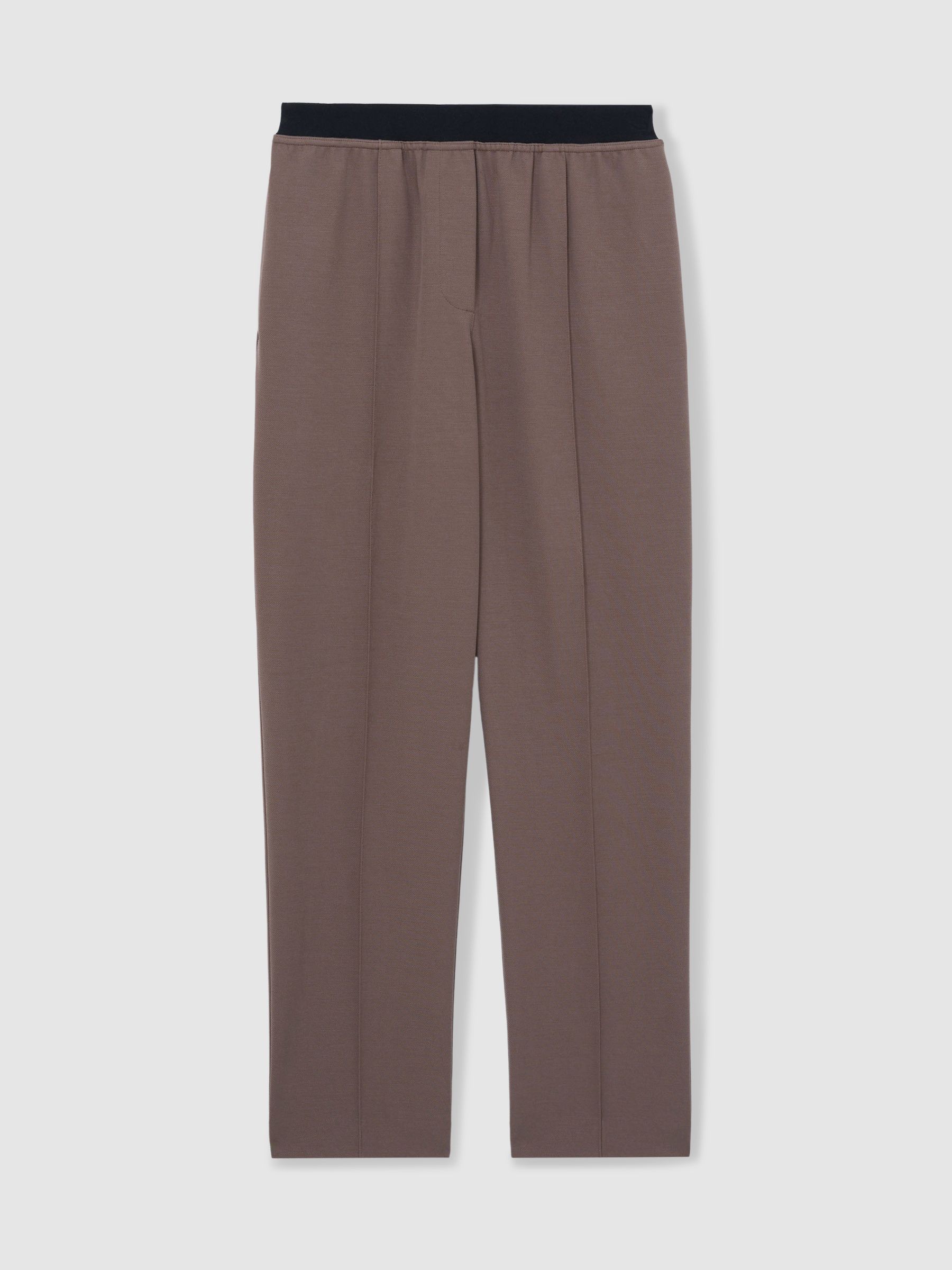 Elasticated-Waistband Tapered Trousers in Mink Neutral - Image 2 of 6