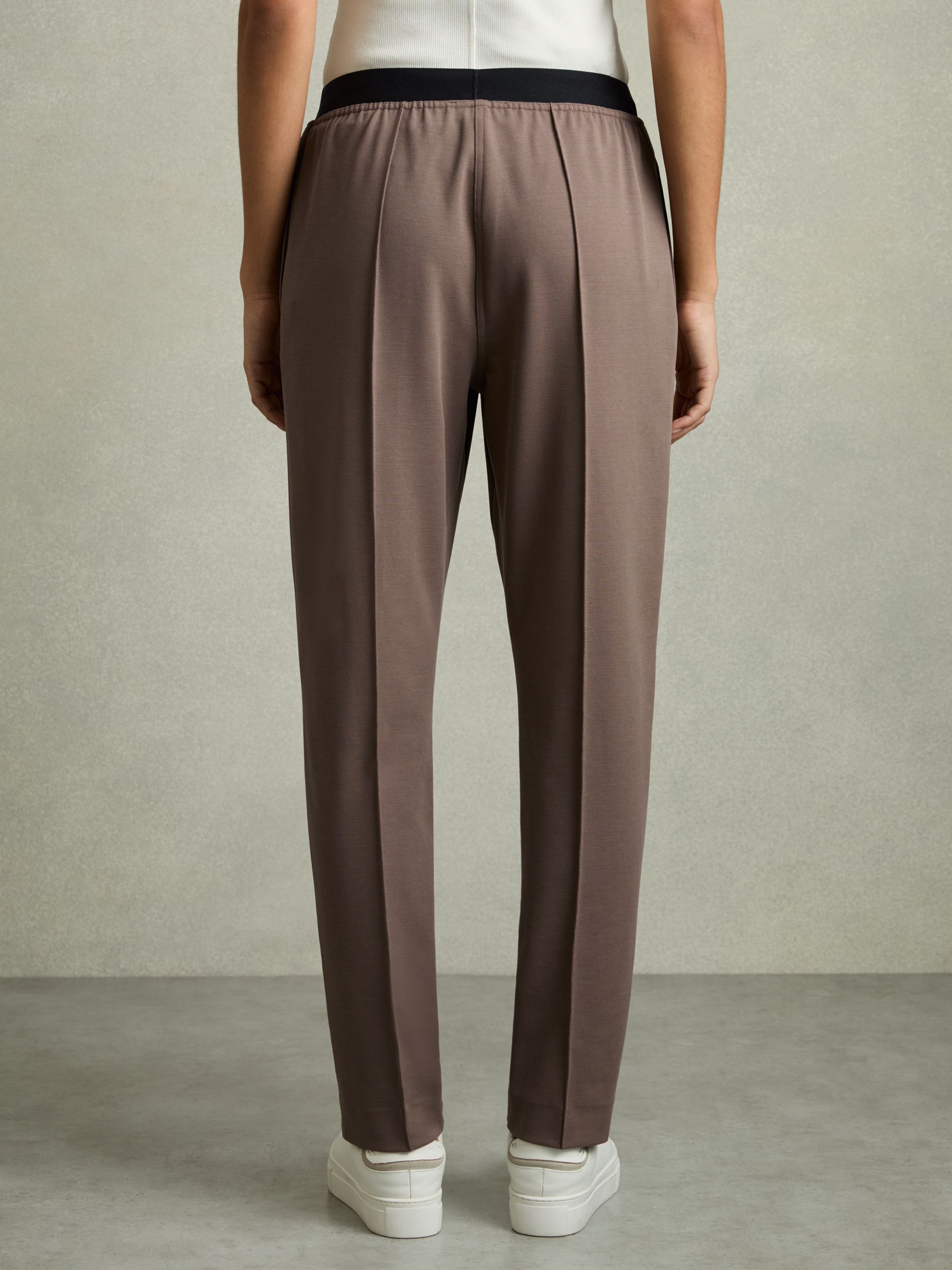 Elasticated-Waistband Tapered Trousers in Mink Neutral - Image 5 of 6