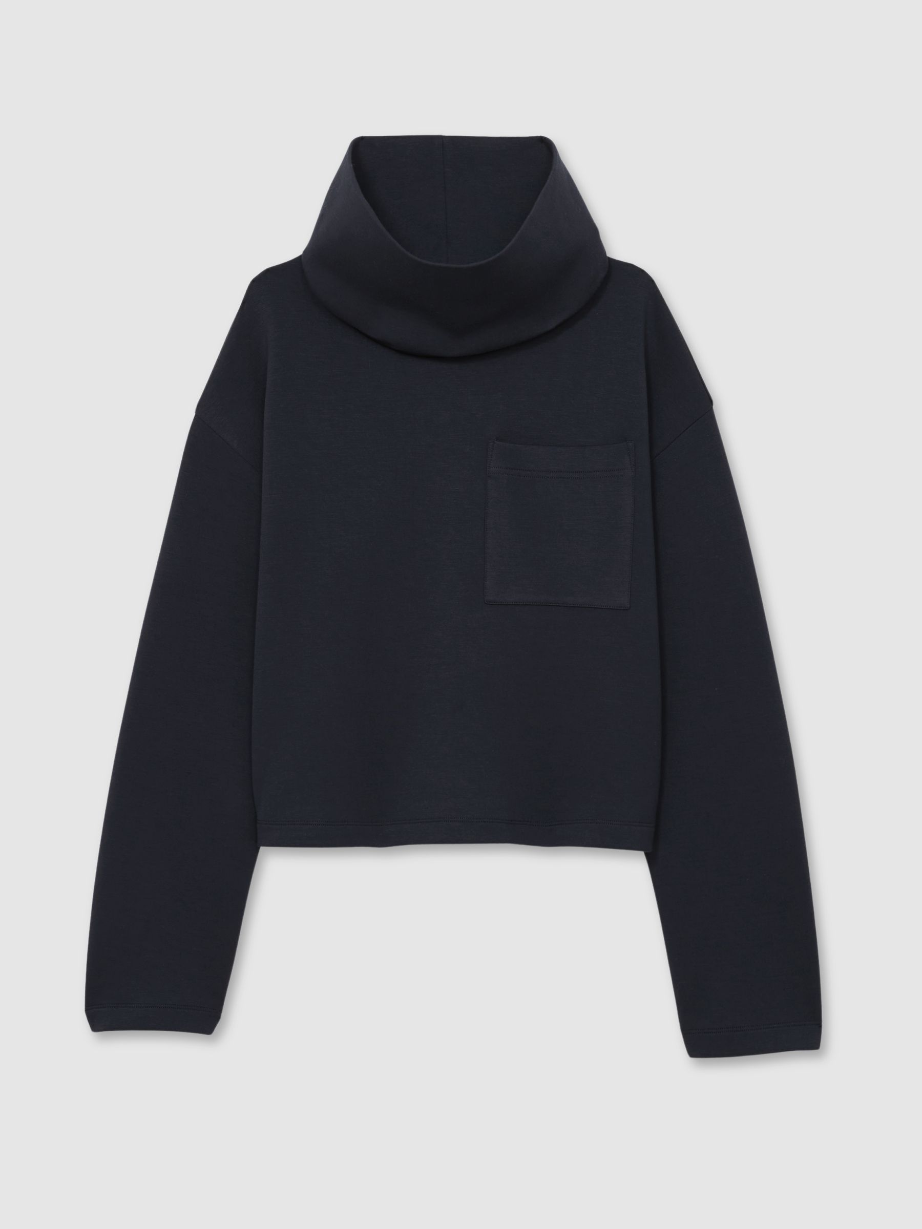 Interlock Jersey Funnel Neck Sweatshirt in Navy - image 1