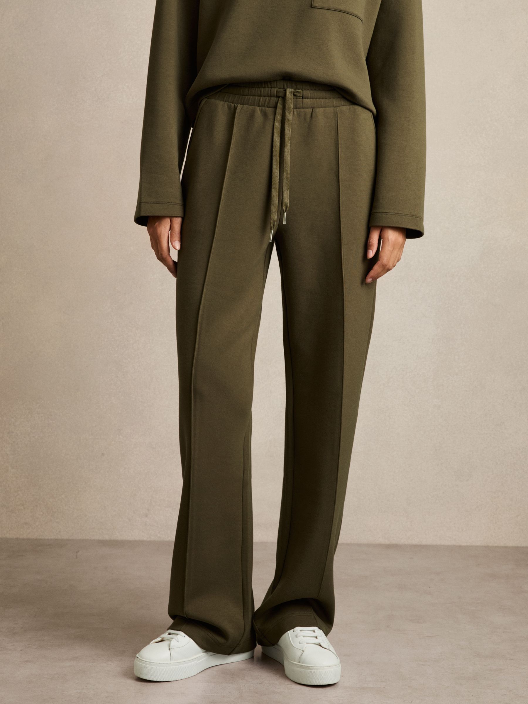 Jersey Pintuck Drawstring Joggers in Khaki - Image 3 of 6