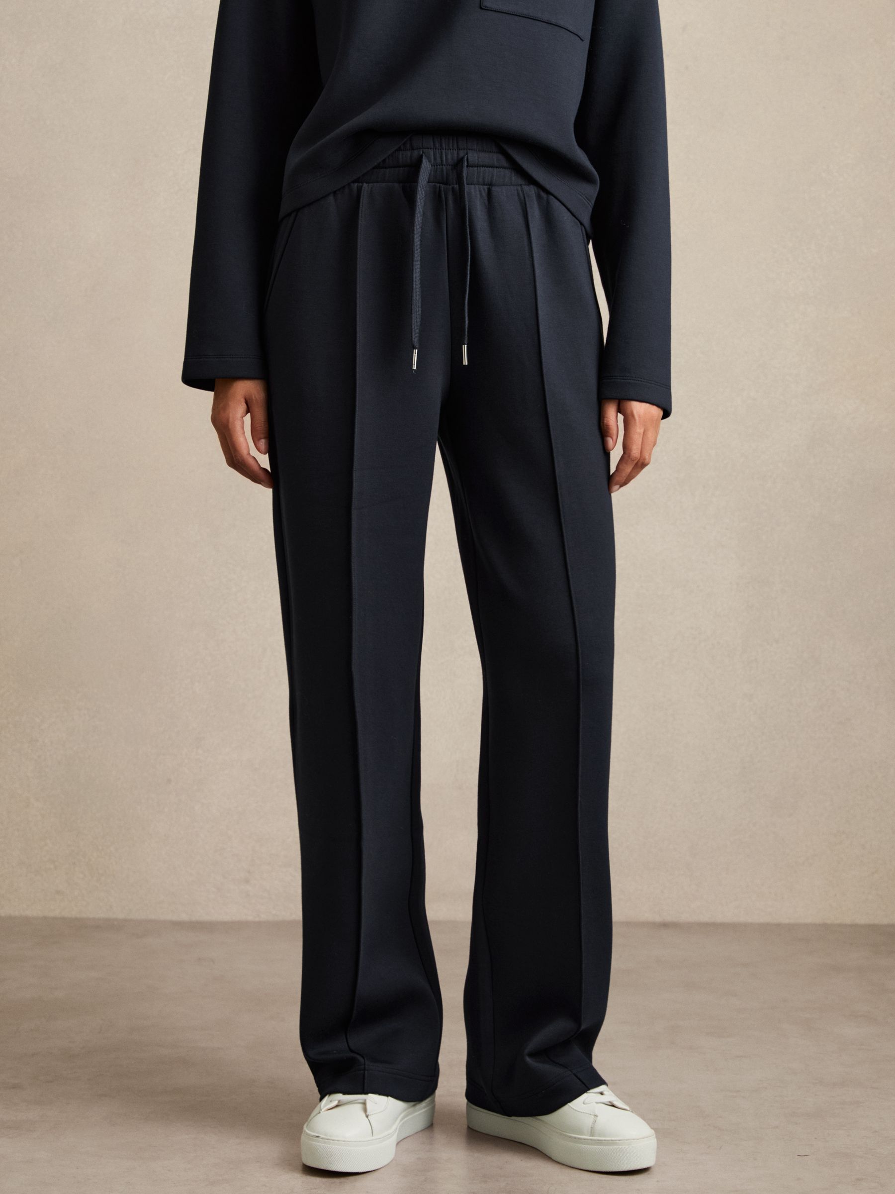Jersey Pintuck Drawstring Joggers in Navy - Image 3 of 6