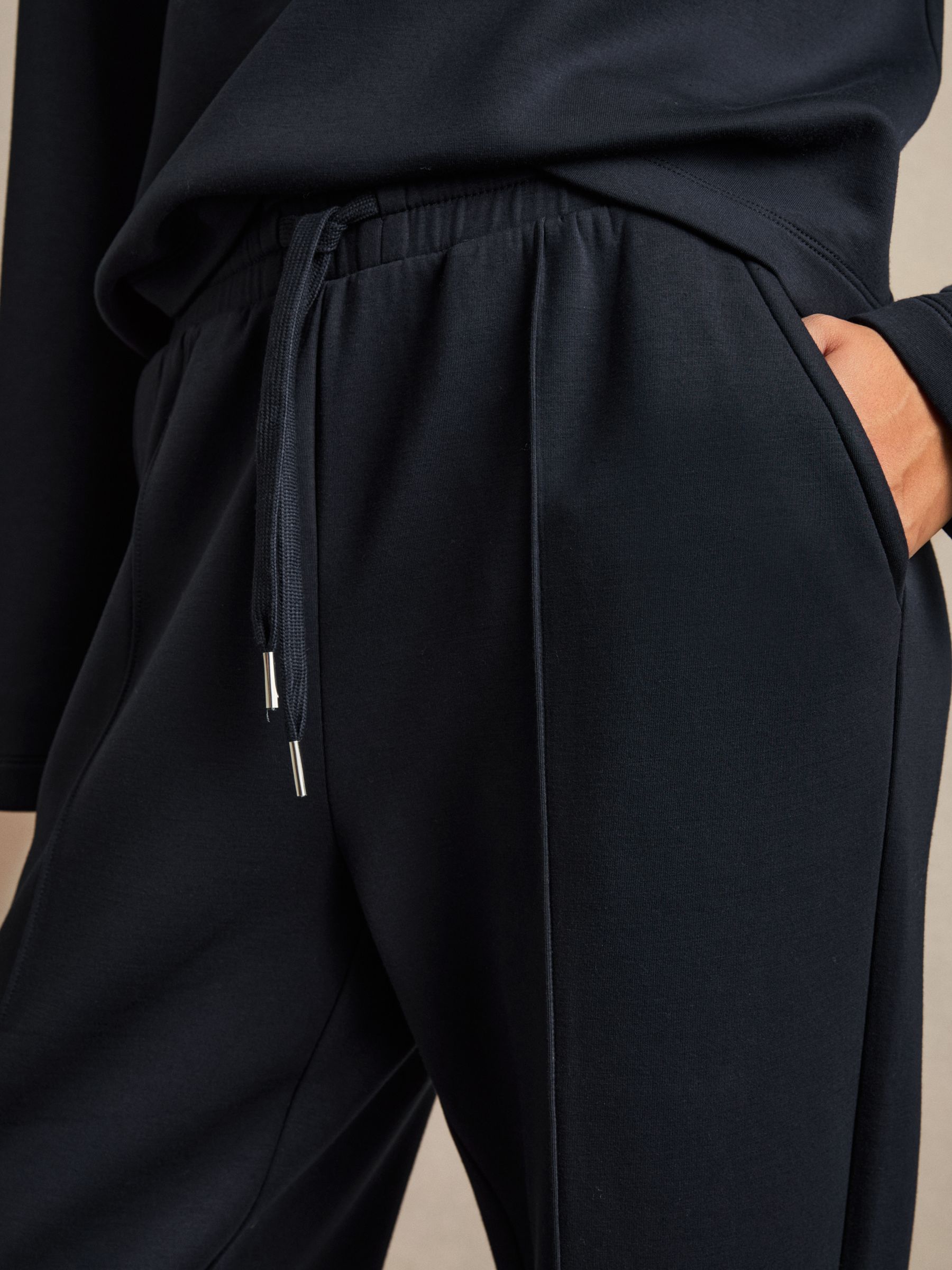 Jersey Pintuck Drawstring Joggers in Navy - Image 4 of 6