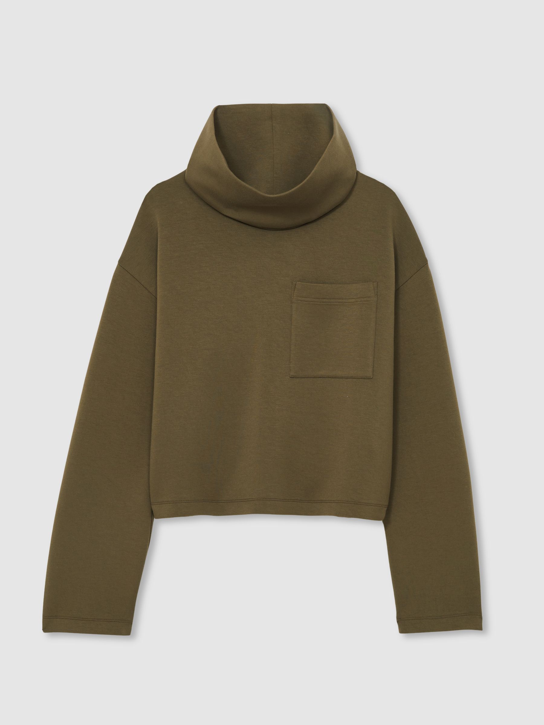 Jersey Funnel-Neck Sweatshirt in Khaki - Image 2 of 6