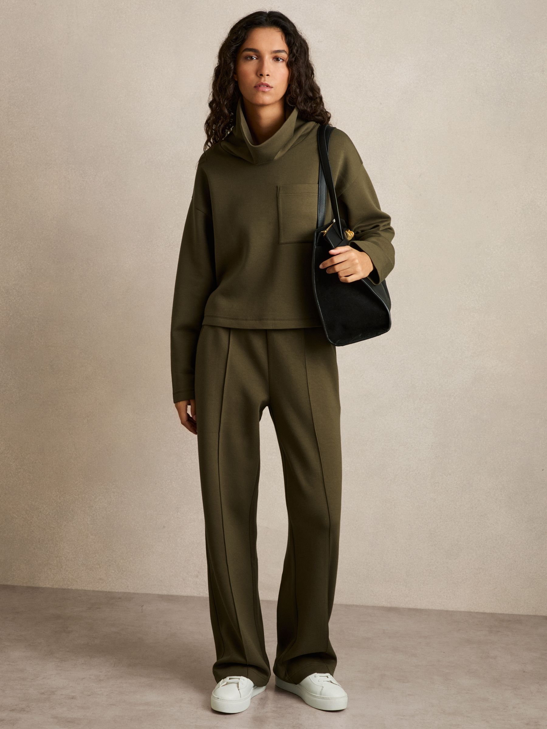 Jersey Funnel-Neck Sweatshirt in Khaki - Image 3 of 6