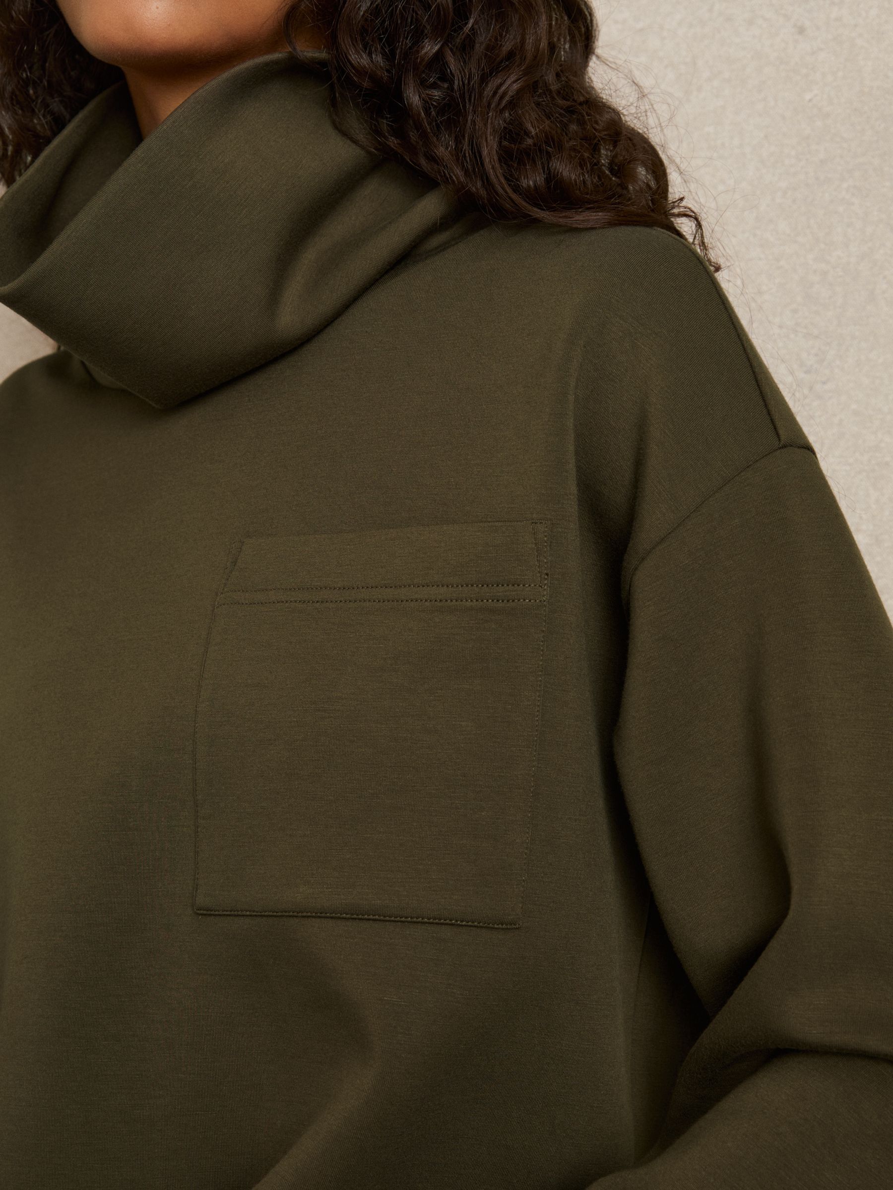 Jersey Funnel-Neck Sweatshirt in Khaki - Image 4 of 6