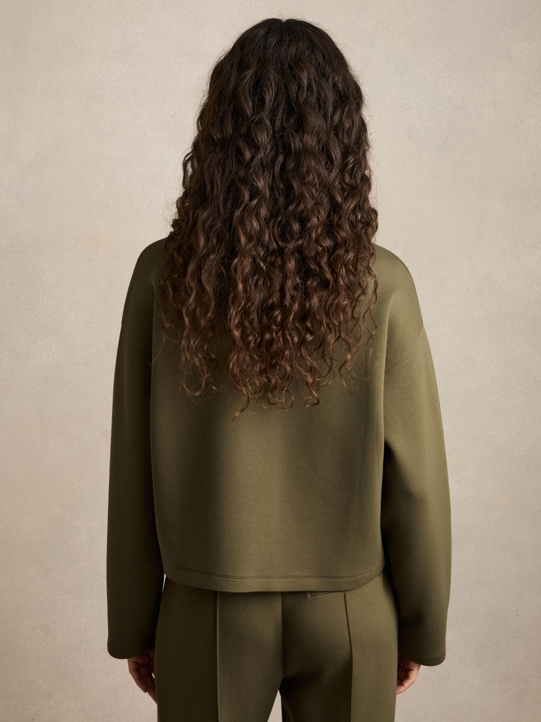 Jersey Funnel-Neck Sweatshirt in Khaki - Image 5 of 6