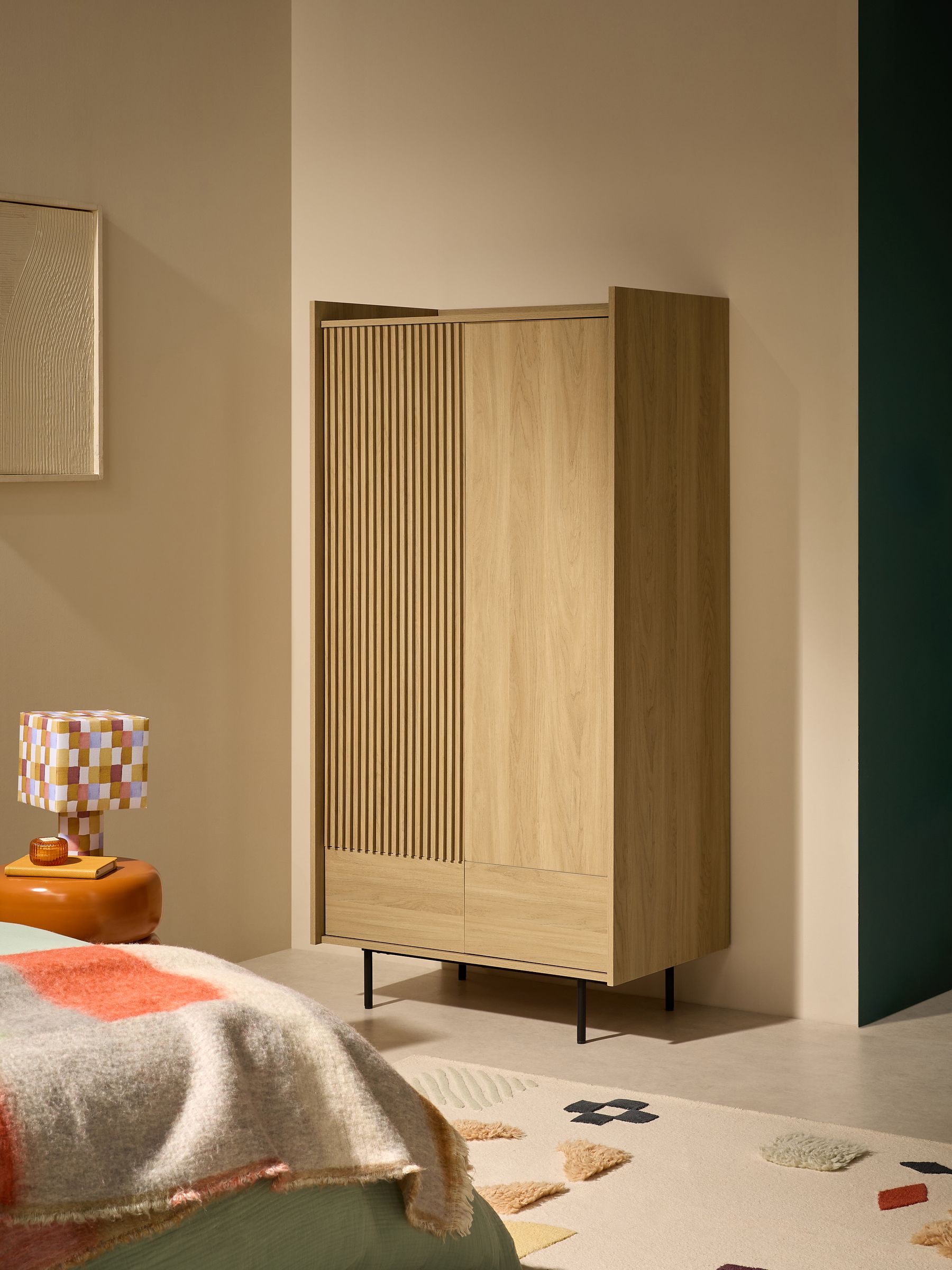 Blaze Double, 2 Drawers Wardrobe in Oak - Image 1 of 6