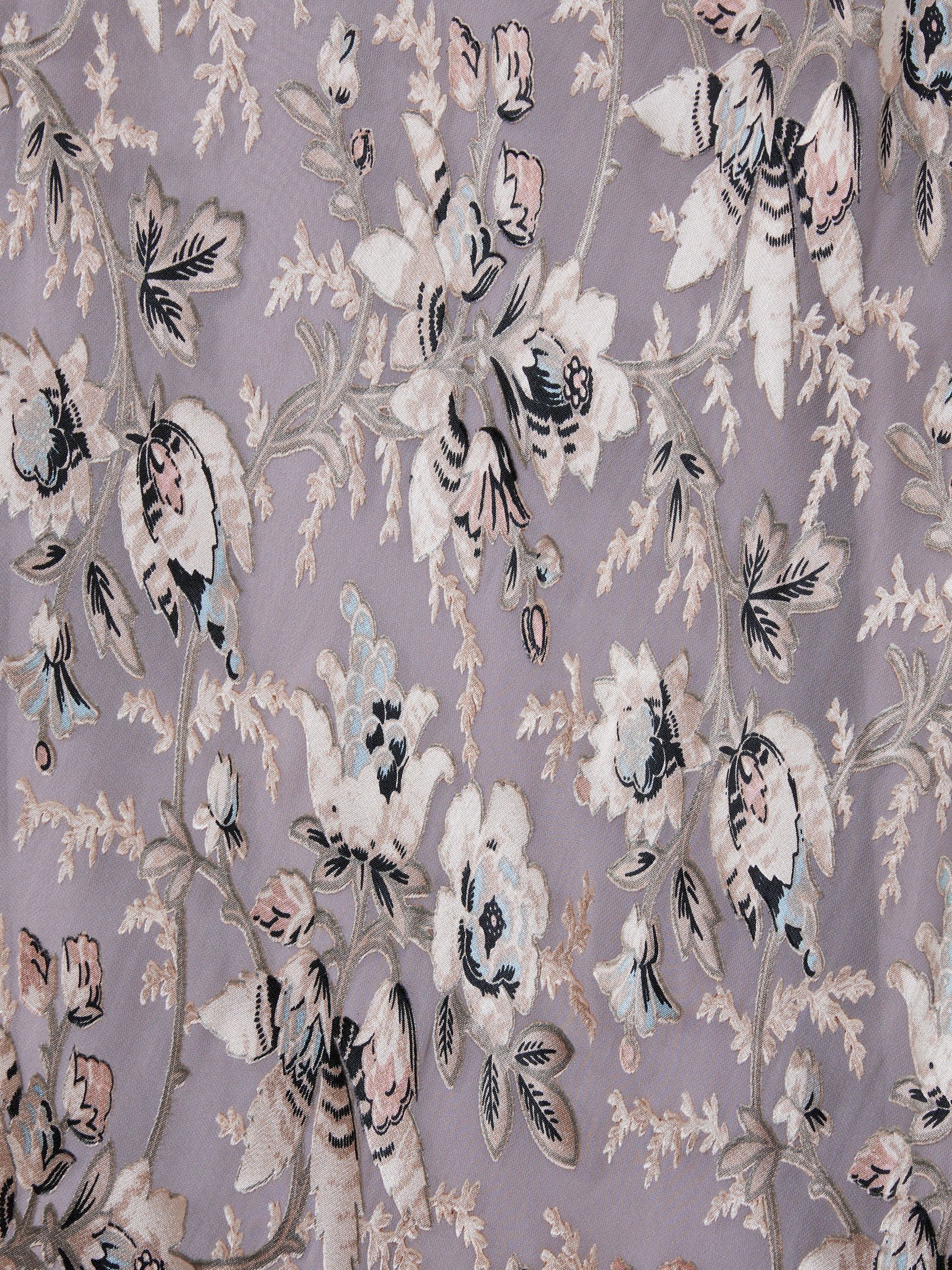 Paige Satin Floral Maxi Dress With Silk in Pewter Multi - Image 6 of 6