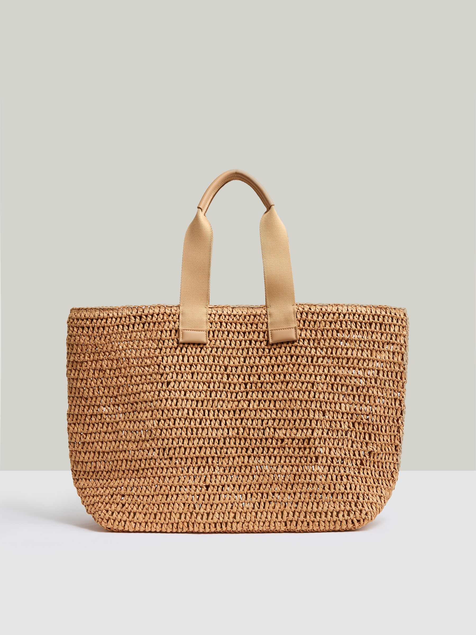 Crochet Raffia Tote Bag in Tan - Image 5 of 5