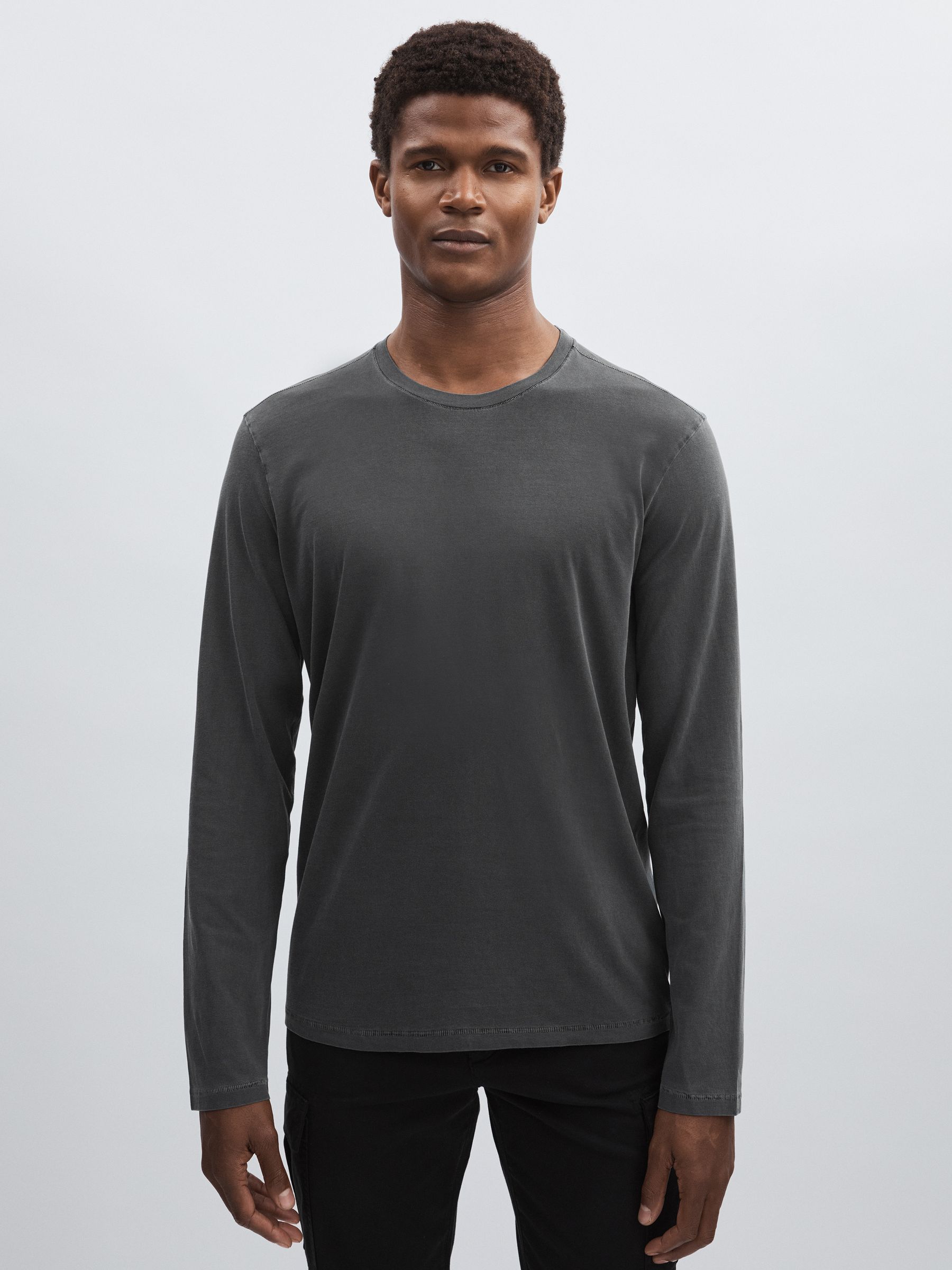Paige 100% Cotton Long-Sleeve T-Shirt in Charcoal - Image 3 of 5