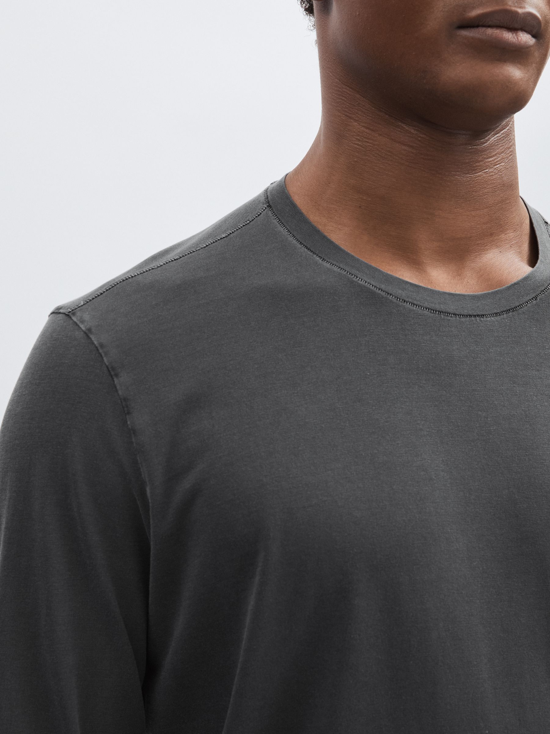 Paige 100% Cotton Long-Sleeve T-Shirt in Charcoal - Image 4 of 5