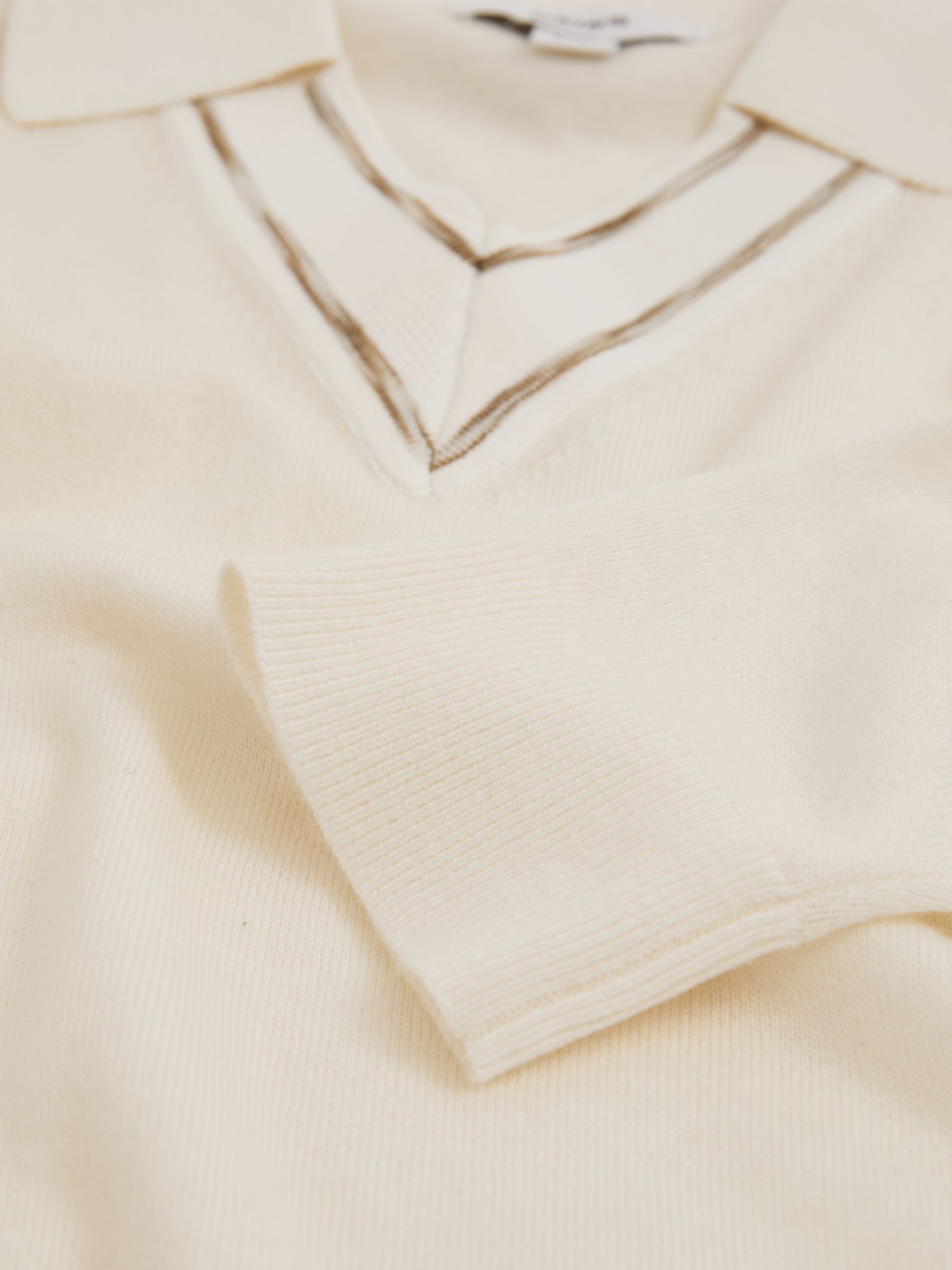 13-14 yrs Wool Collared Cricket Jumper in Ivory - Image 4 of 4