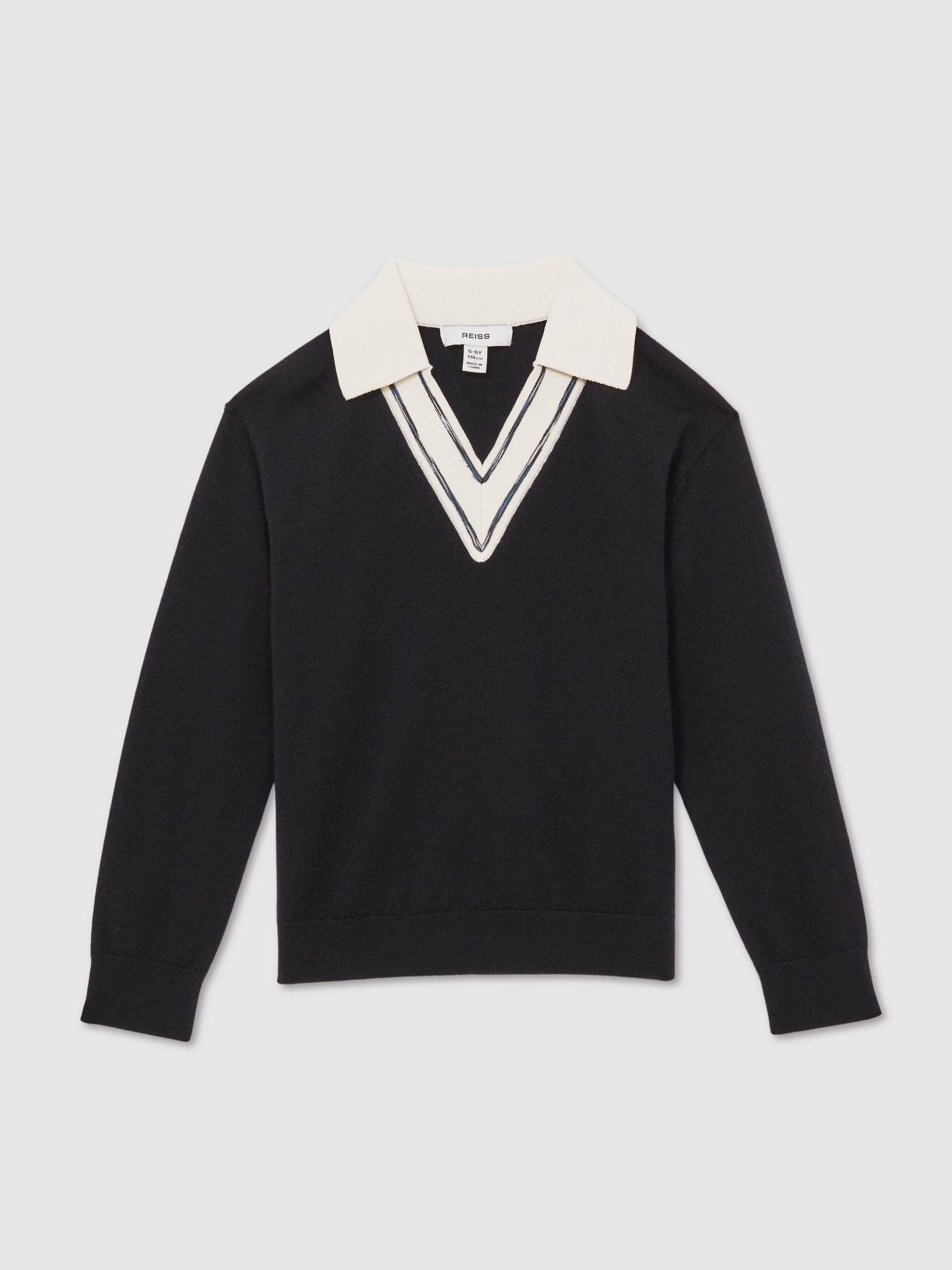 13-14 yrs Wool Collared Cricket Jumper in Navy - Image 1 of 4