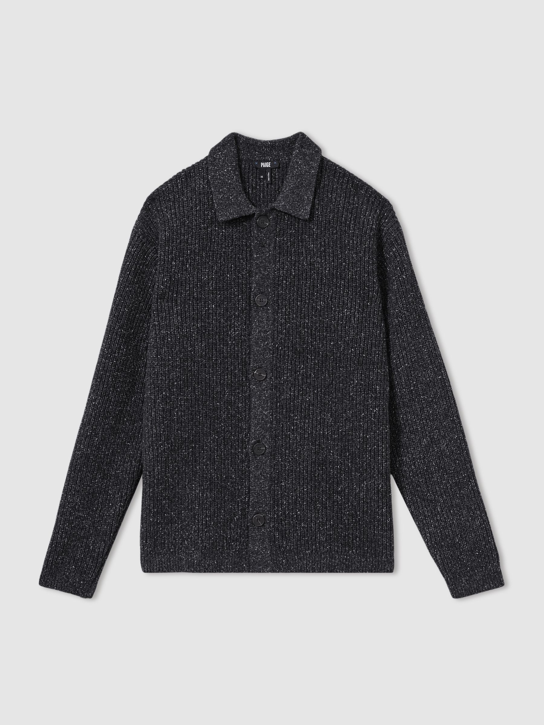 Paige Cotton-Wool Speckled Cardigan in Black/Grey - Image 2 of 6