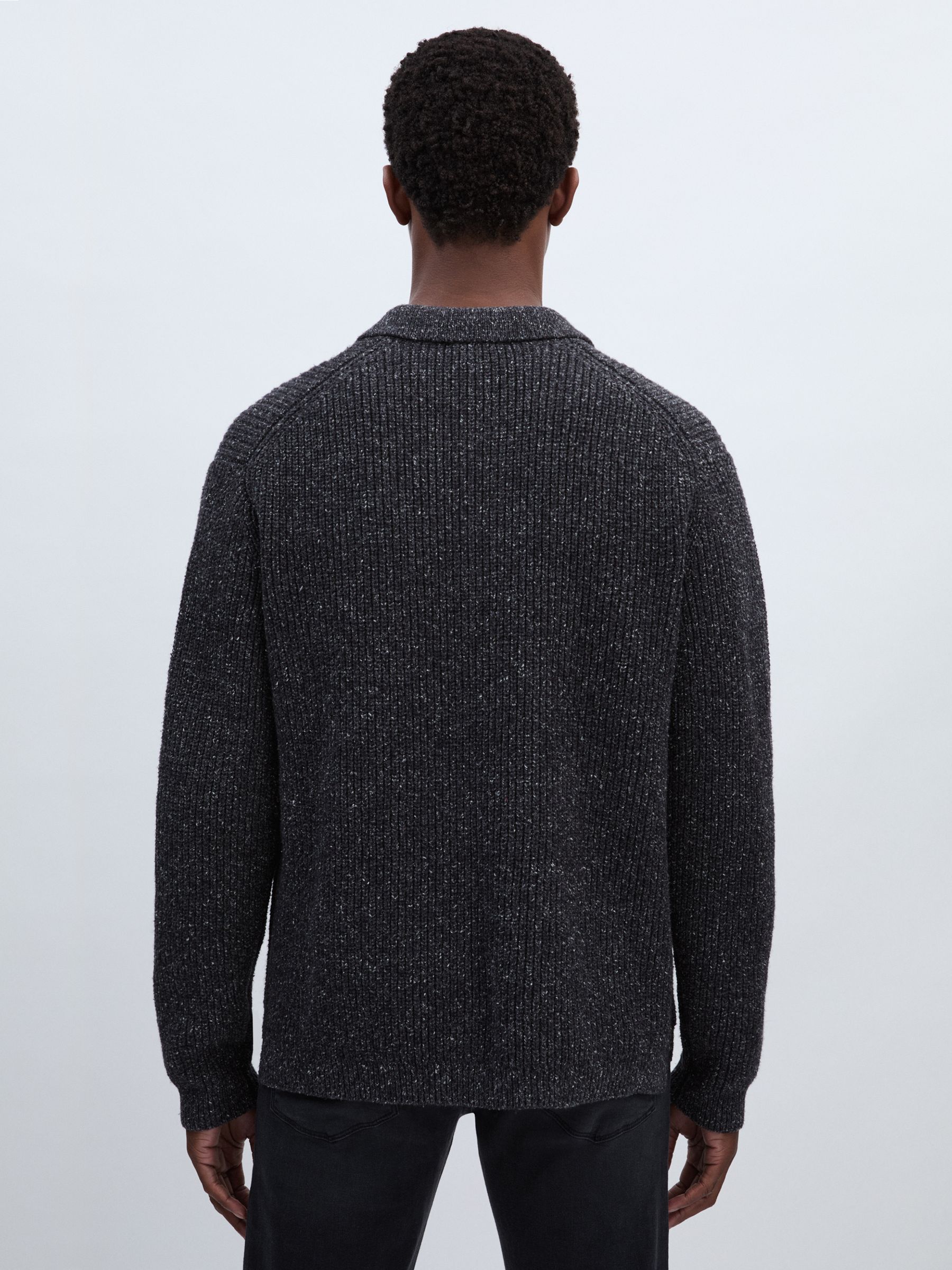 Paige Cotton-Wool Speckled Cardigan in Black/Grey - Image 5 of 6