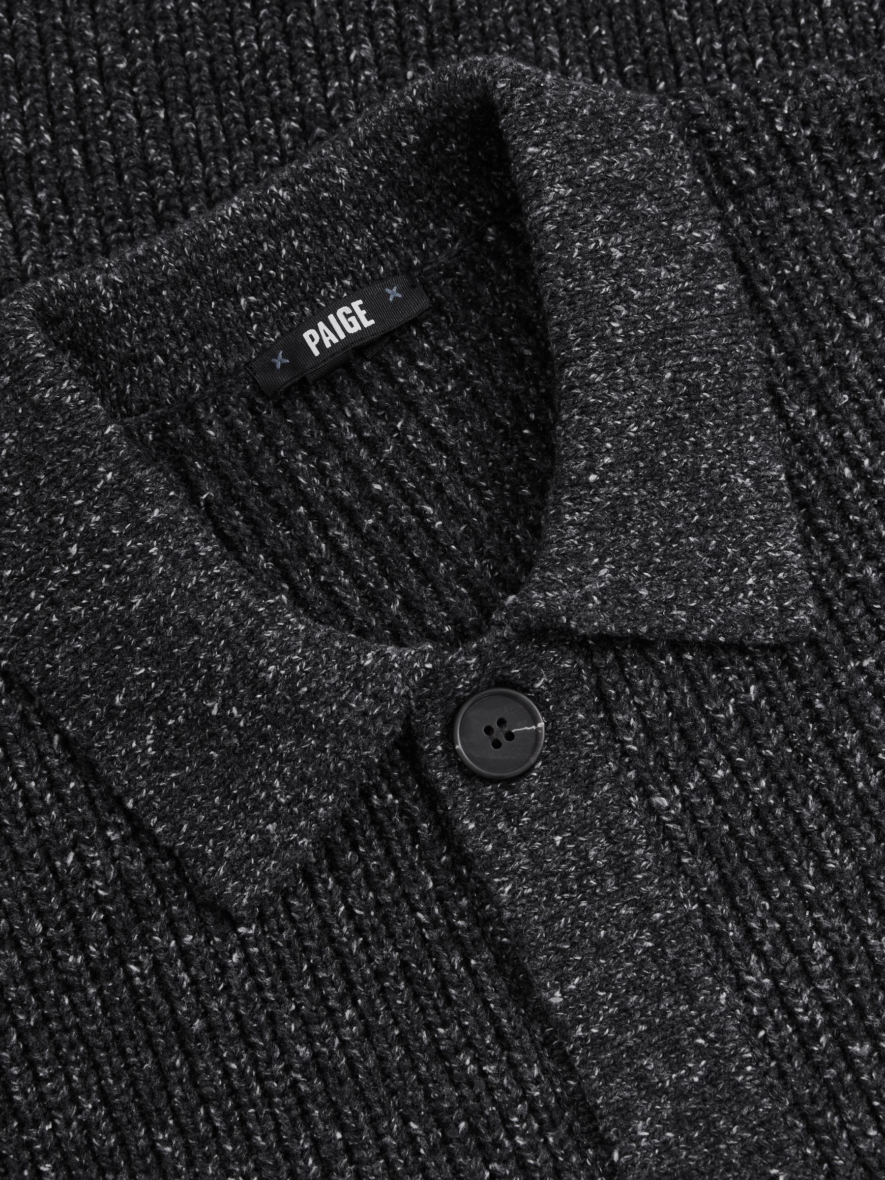 Paige Cotton-Wool Speckled Cardigan in Black/Grey - Image 6 of 6