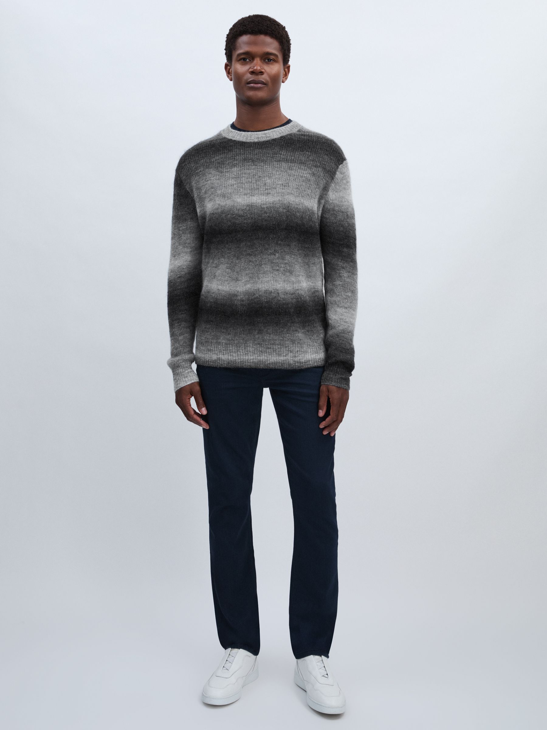 Paige Ombré-Striped Jumper With Mohair in Contrast Stripe Grey - Image 1 of 6