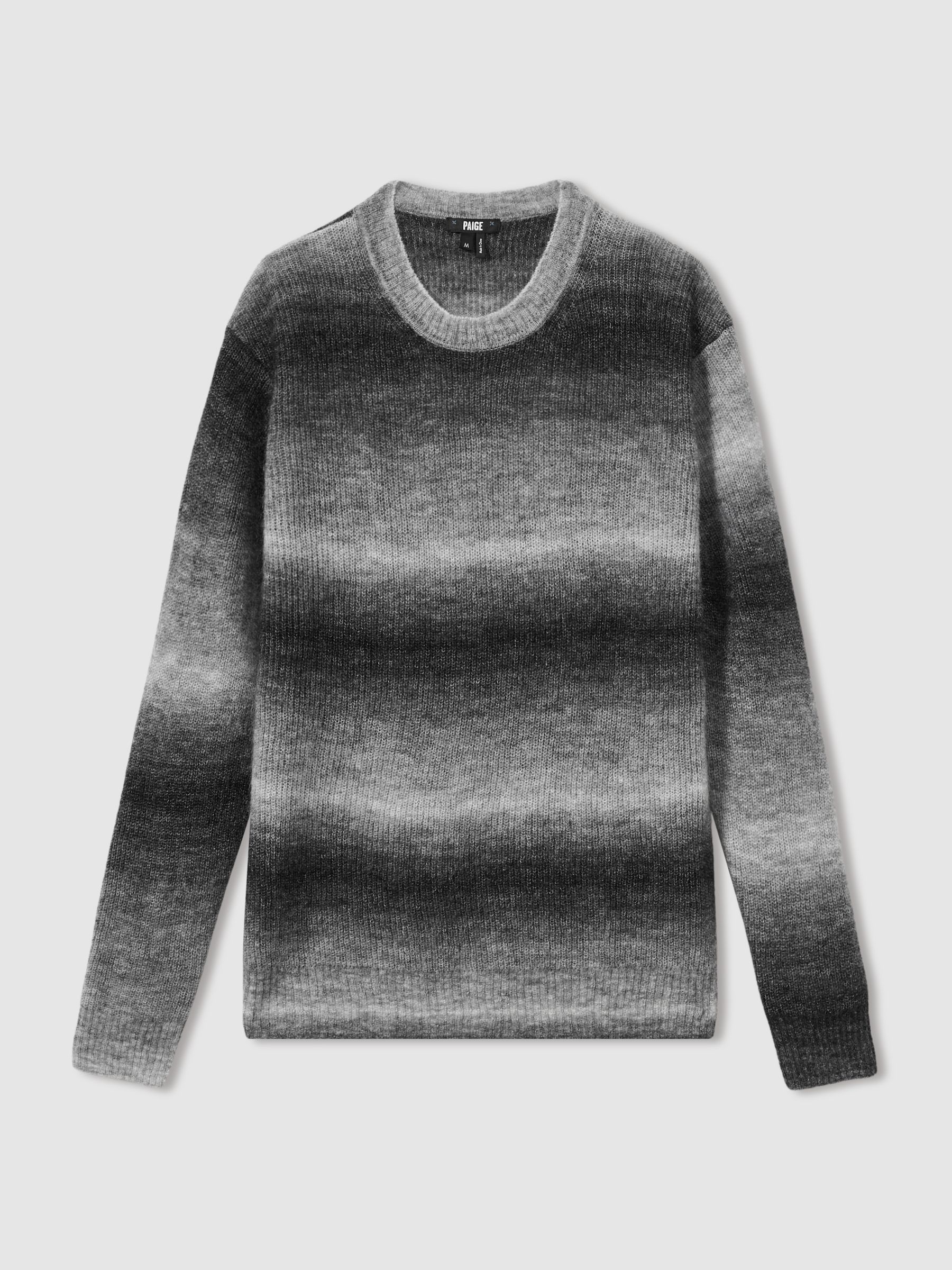 Paige Ombré-Striped Jumper With Mohair in Contrast Stripe Grey - Image 2 of 6