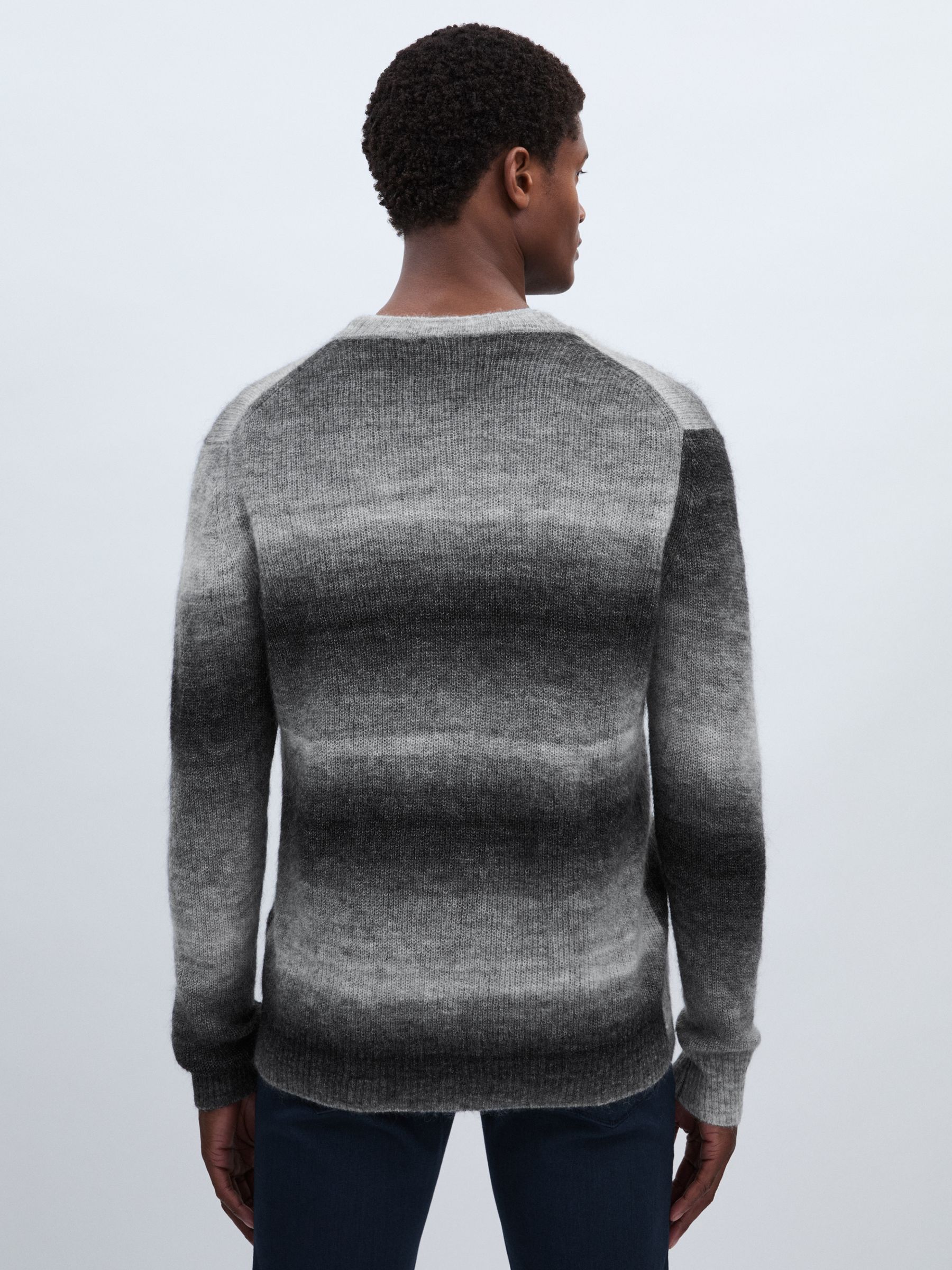 Paige Ombré-Striped Jumper With Mohair in Contrast Stripe Grey - Image 5 of 6