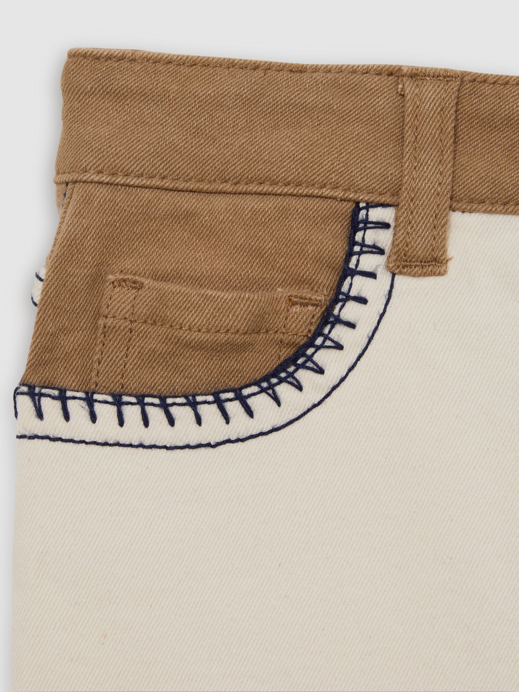 Colour-Block Straight-Leg Jeans in Ecru - Image 4 of 4