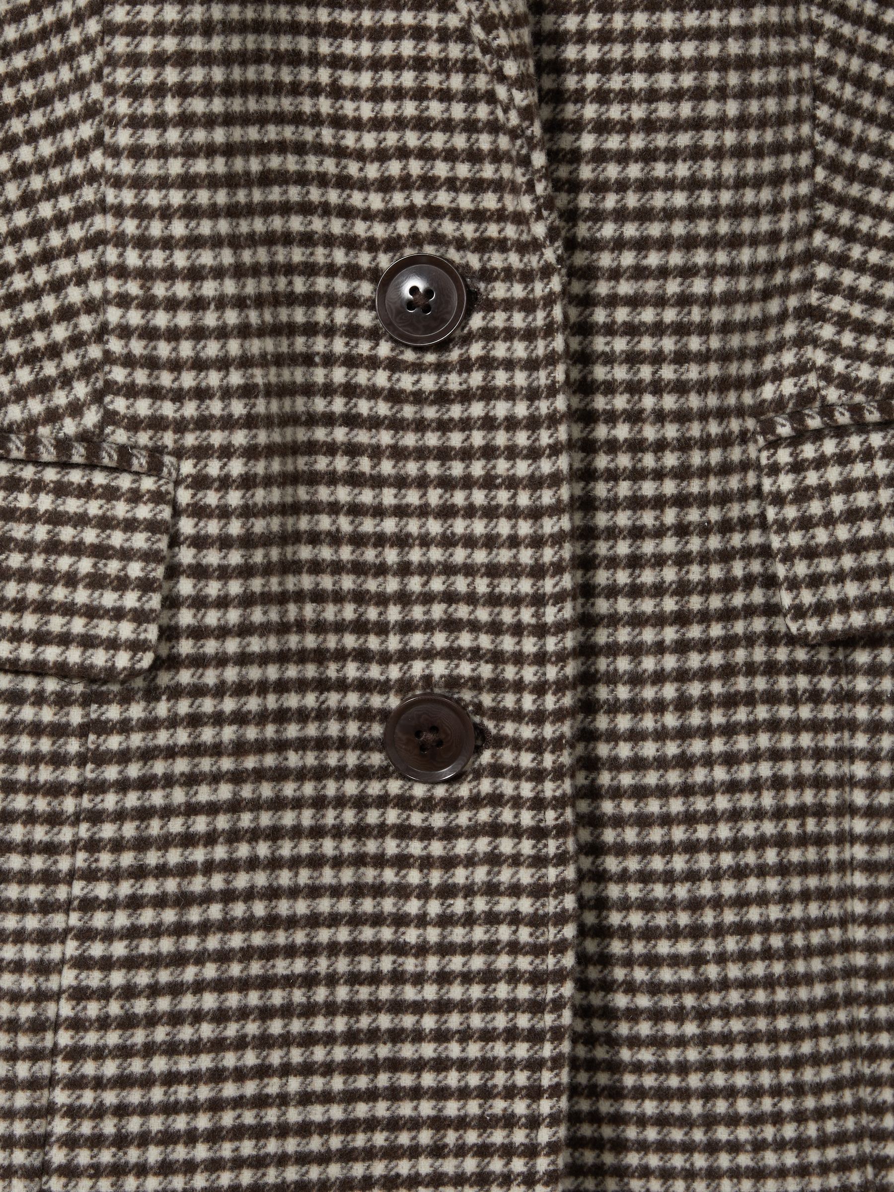 Paige Single Breasted Houndstooth Check Coat in Chocolate Brown - Image 6 of 6