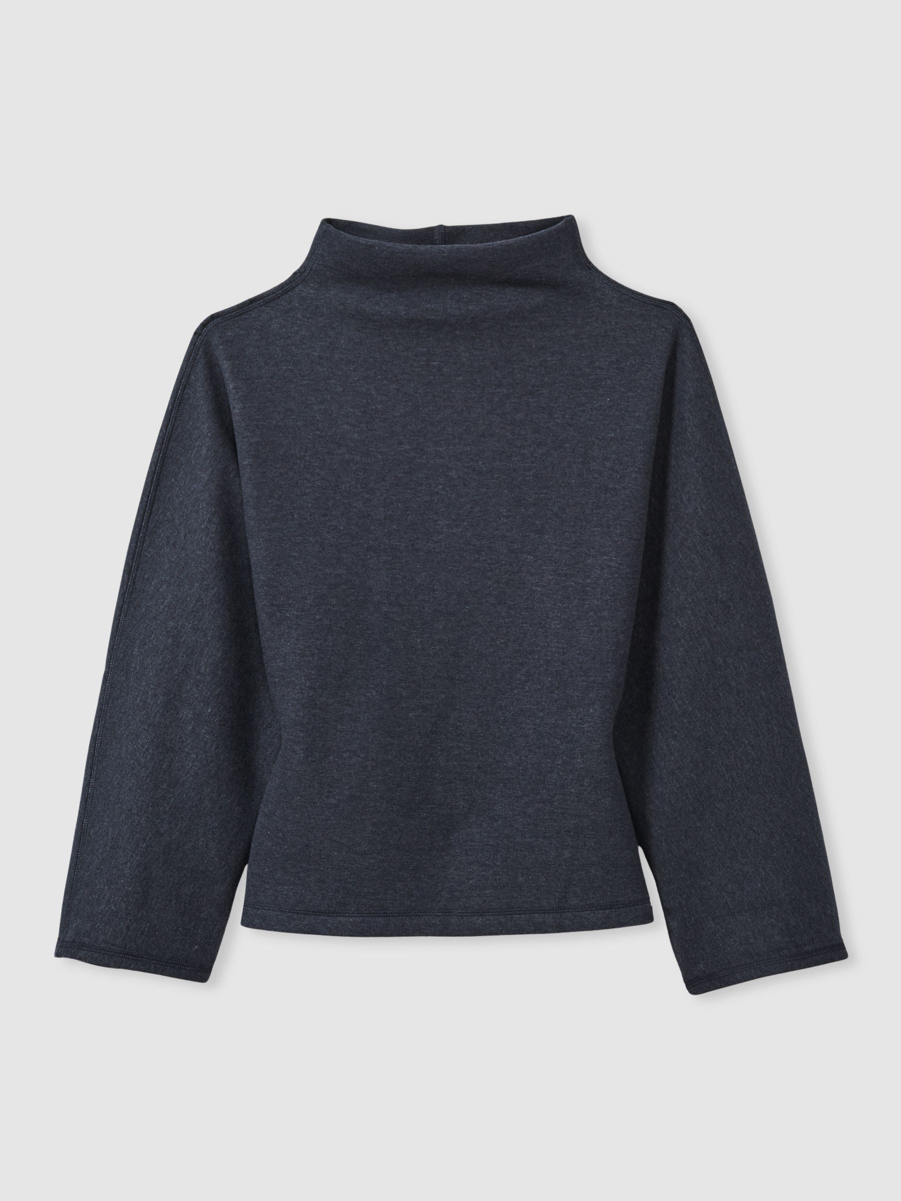 Cotton-Blend High-Neck Top in Navy - Image 2 of 6