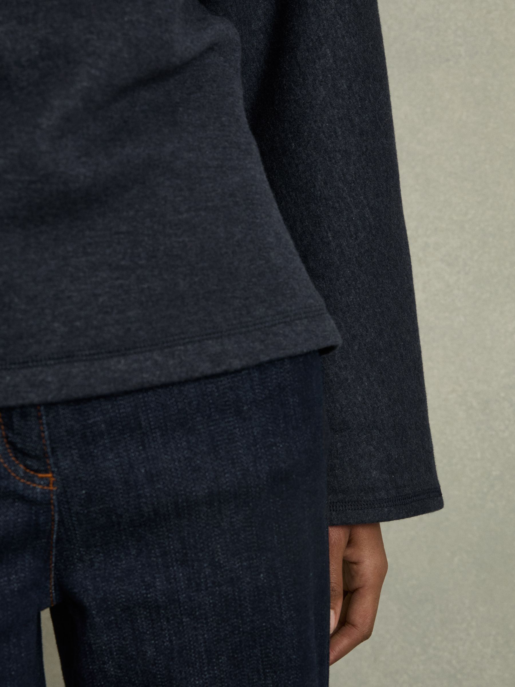 Cotton-Blend High-Neck Top in Navy - Image 4 of 6