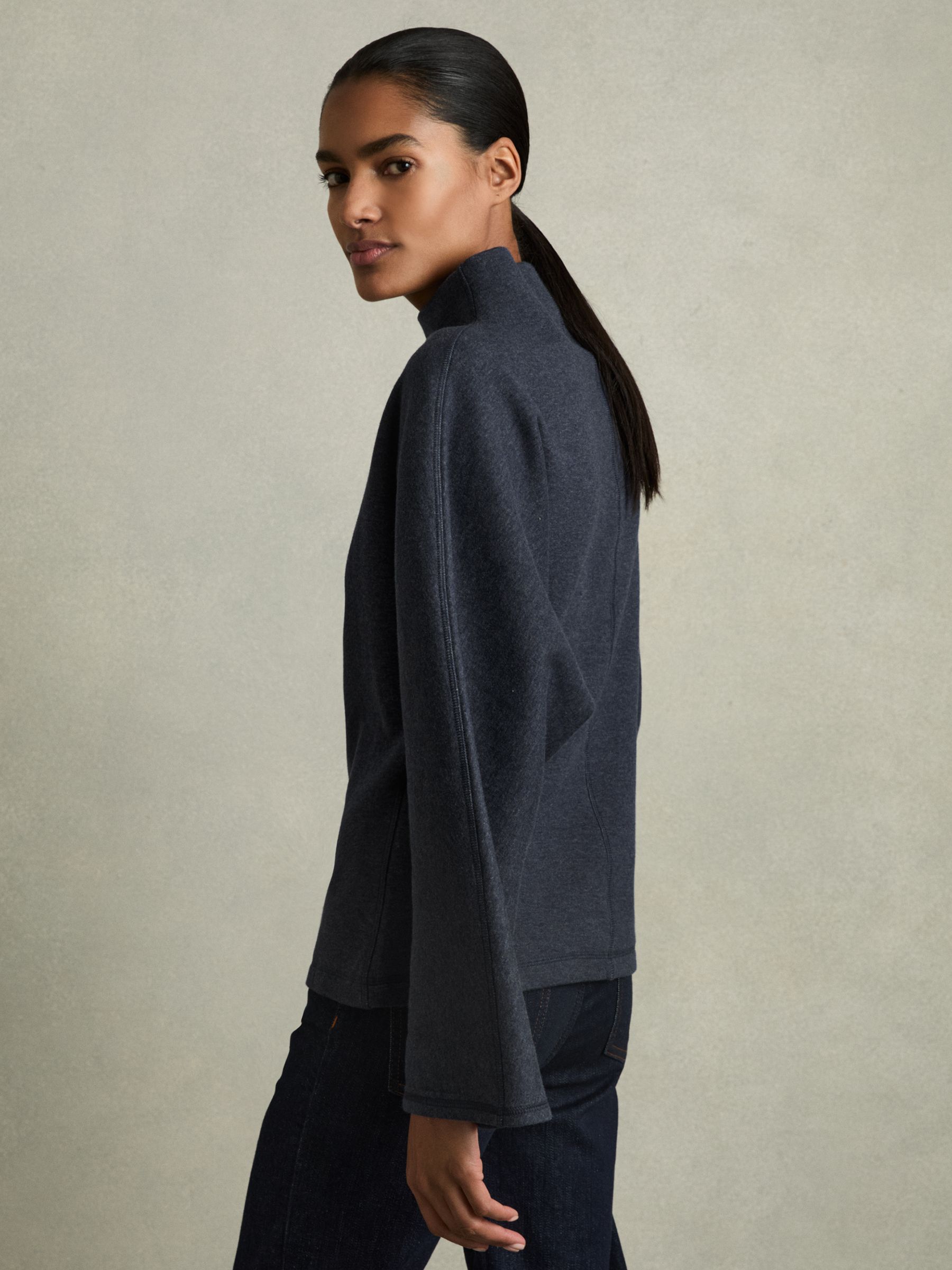 Cotton-Blend High-Neck Top in Navy - Image 5 of 6